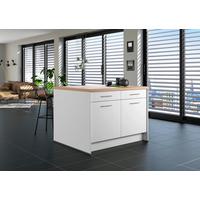 Kücheninsel IP1200 o. Geräte Weiß - Edelstahlfarben/Eichefarben, Basics, Holzwerkstoff/Metall (123,4/91,8/96,6cm) - Impuls