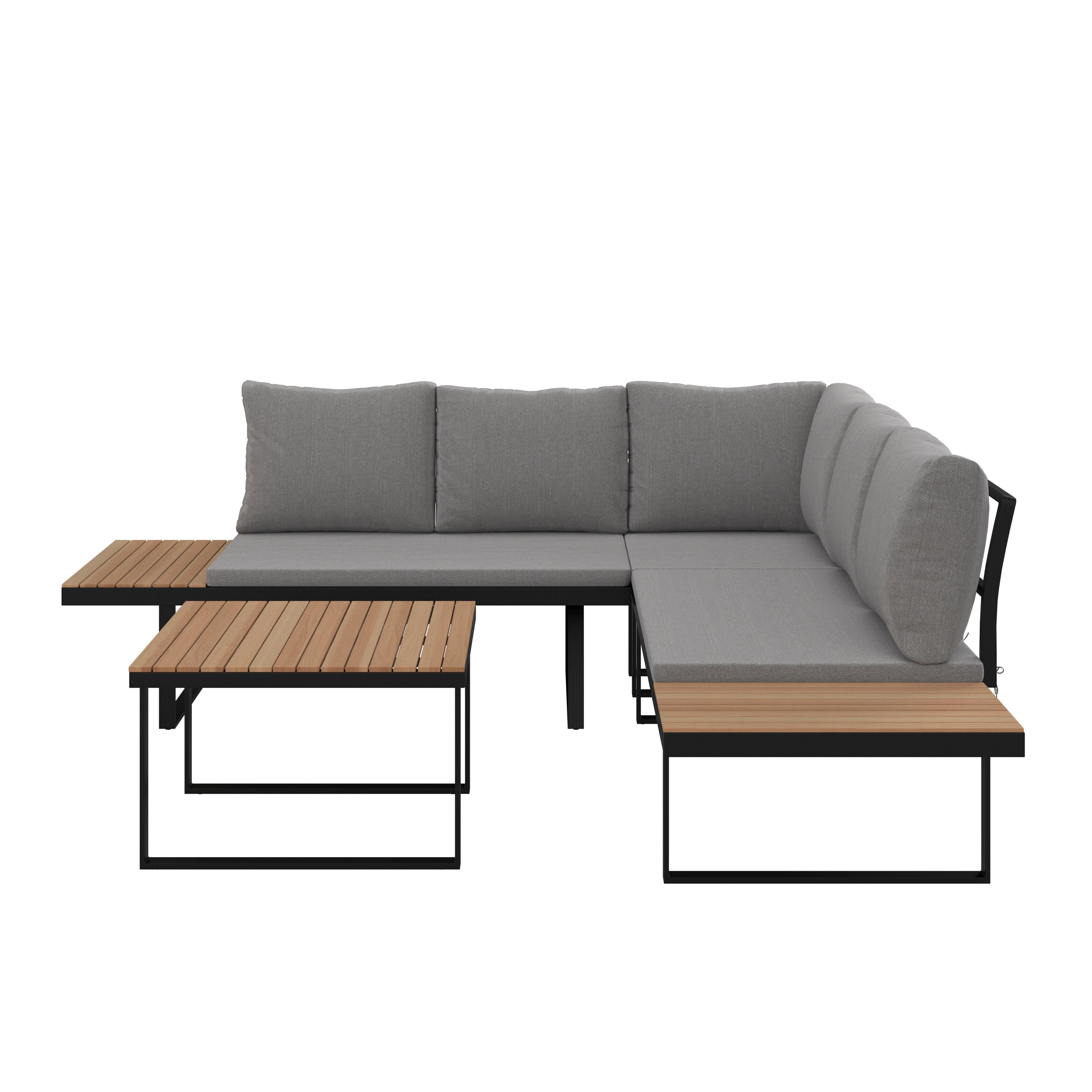 Lounge Garnitura Elia, Siva, 4-Delno - siva, Moderno, kovina/tekstil (236,5/75/64cm) - Bessagi Garden