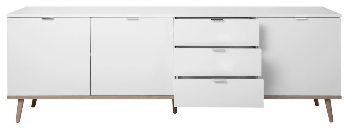 Sideboard "Göteborg 57", weiß/sonoma eiche - Silberfarben/Weiß, KONVENTIONELL, Holz/Holzwerkstoff (200/68/40cm) - MID.YOU