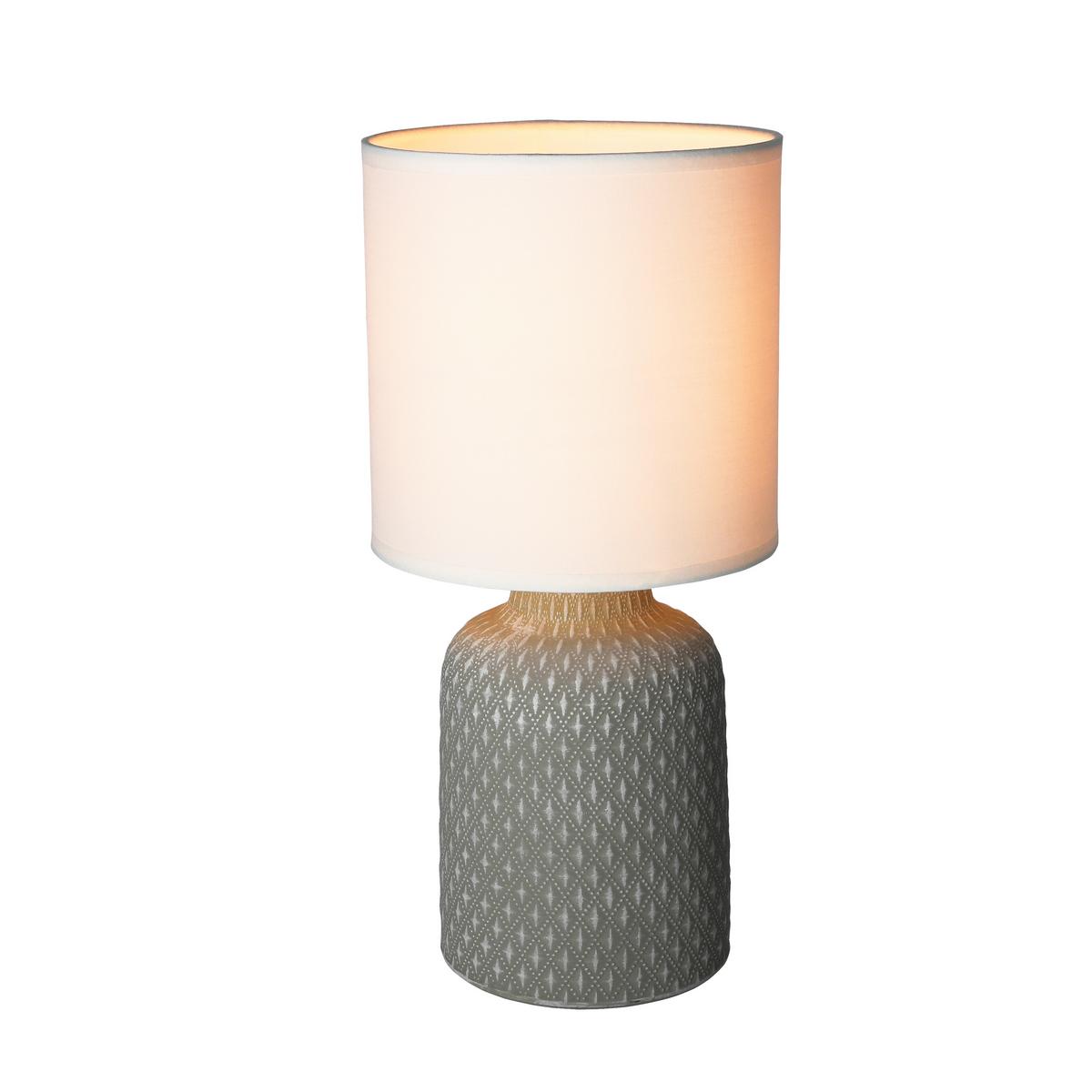 Svjetiljka Stolna 41-79886 - bijela/siva, Basics, tekstil/keramika (15/15/32cm)