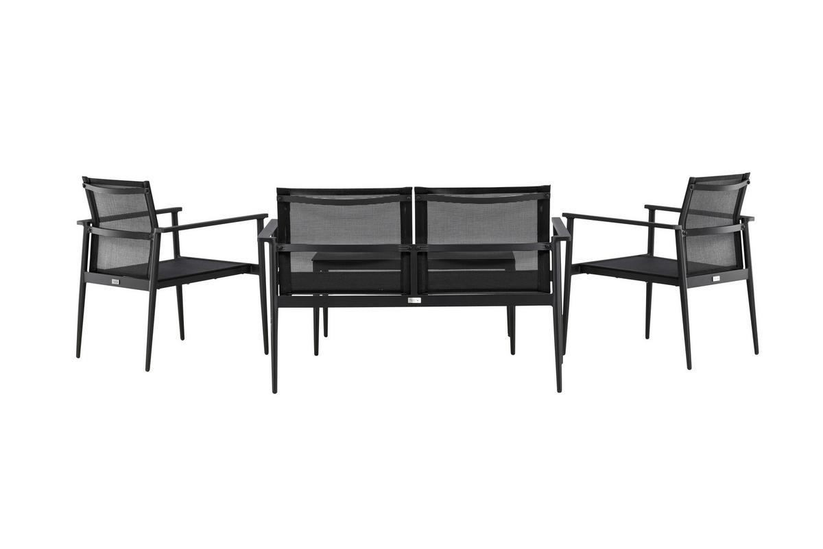 GARTENGARNITUR BREAK - Schwarz, KONVENTIONELL, Glas/Textil - Gardenson