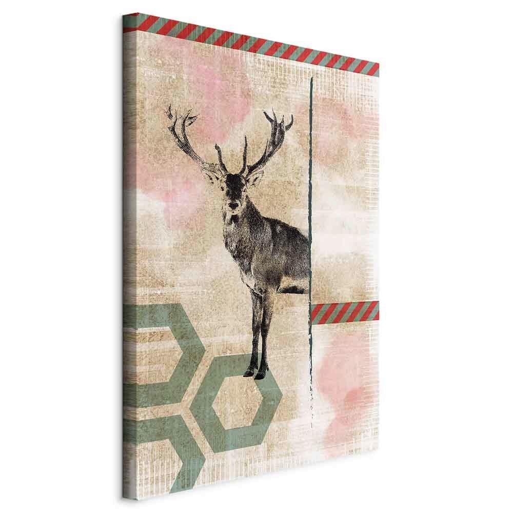 Slika Na Platnu Lost Deer - bež/svetlo roza, Basics, tekstil/leseni material (40/60/1.2cm) - artgeist