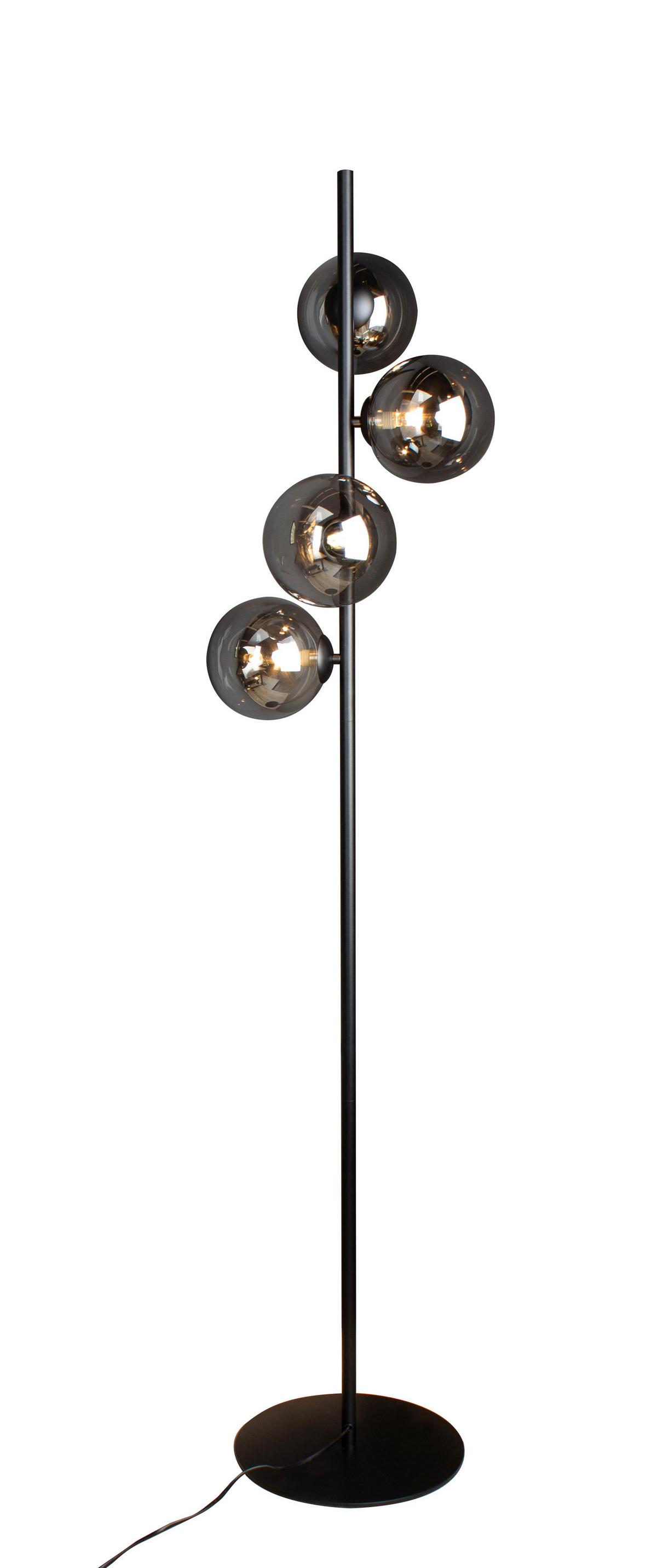 LAMPA STOJĄCA 9120-PT4 NERO - czarny, Design, metal/szkło (34,5/160cm)