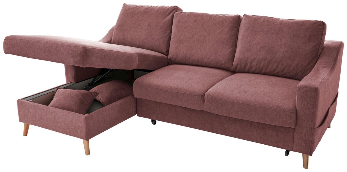 Wohnlandschaft Valentina Rosa Struktur - Rosa/Naturfarben, KONVENTIONELL, Holz/Textil (150/228cm) - P & B