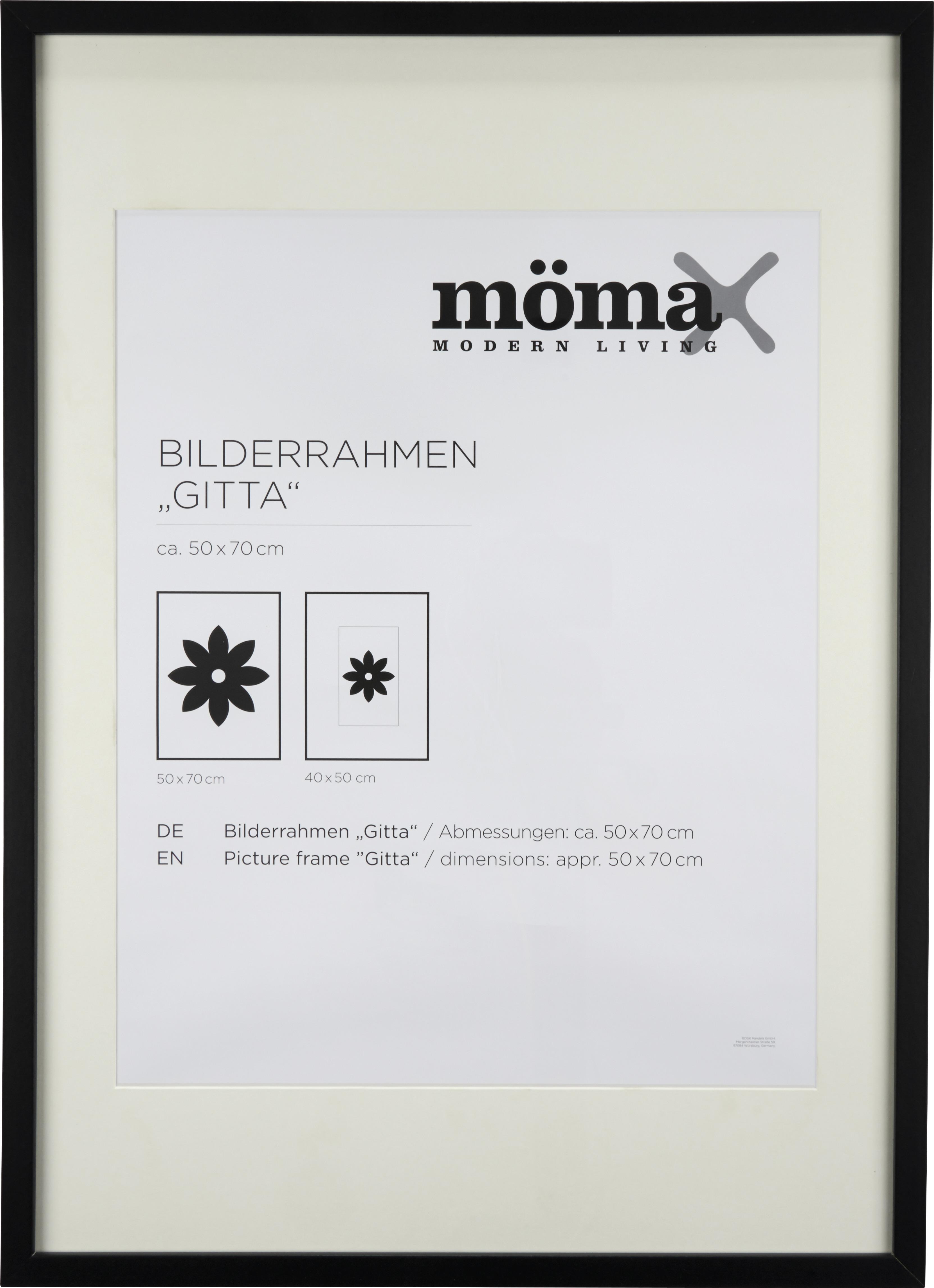 Képekeret Kb. 50x70cm Gitta - Fekete, modern, Faalapú anyag/Üveg (50/70/3,6cm) - Modern Living