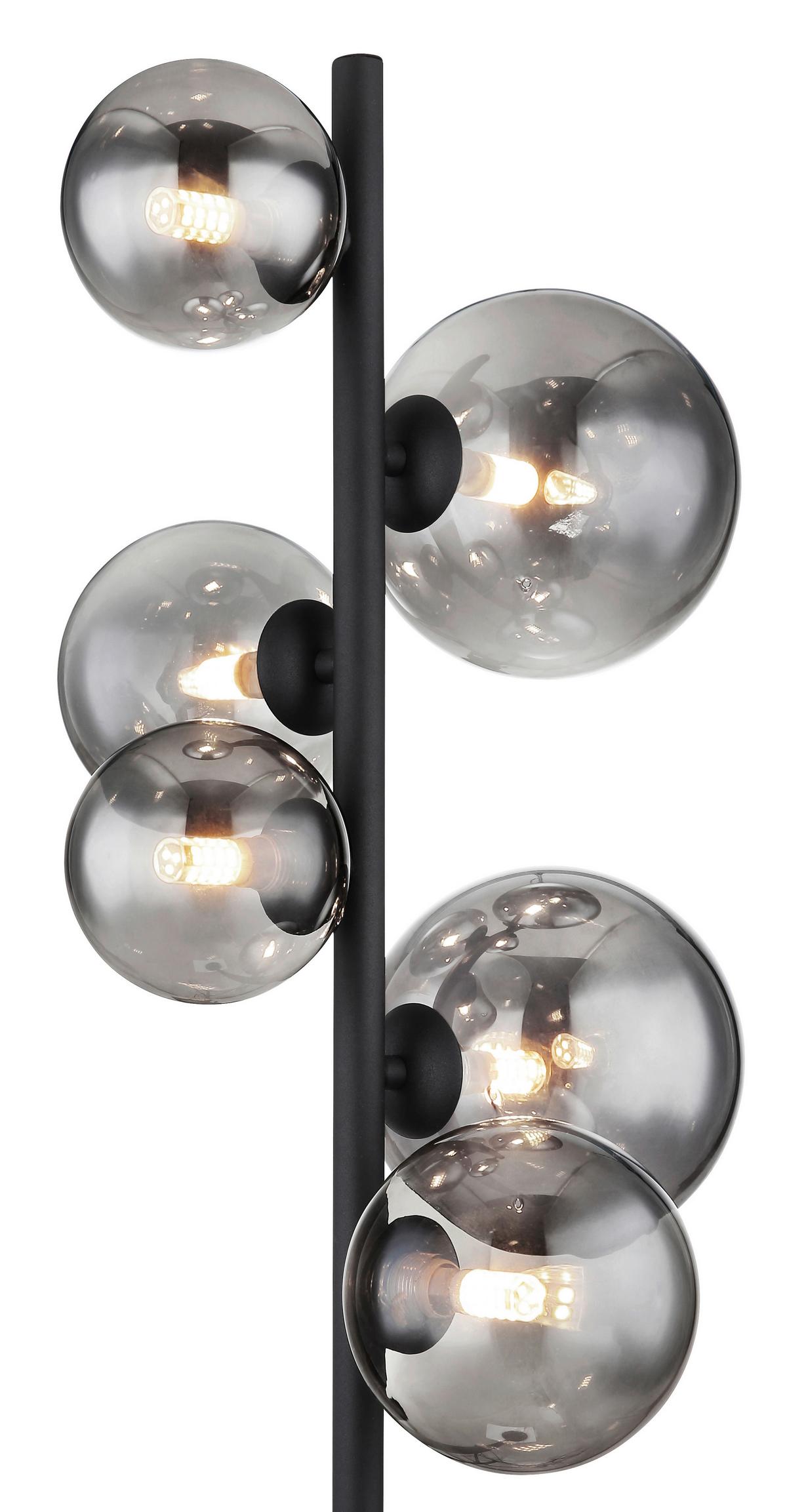 LED-STEHLEUCHTE 56133-6S - Schwarz, Design, Glas/Metall (28,5/155cm) - Globo
