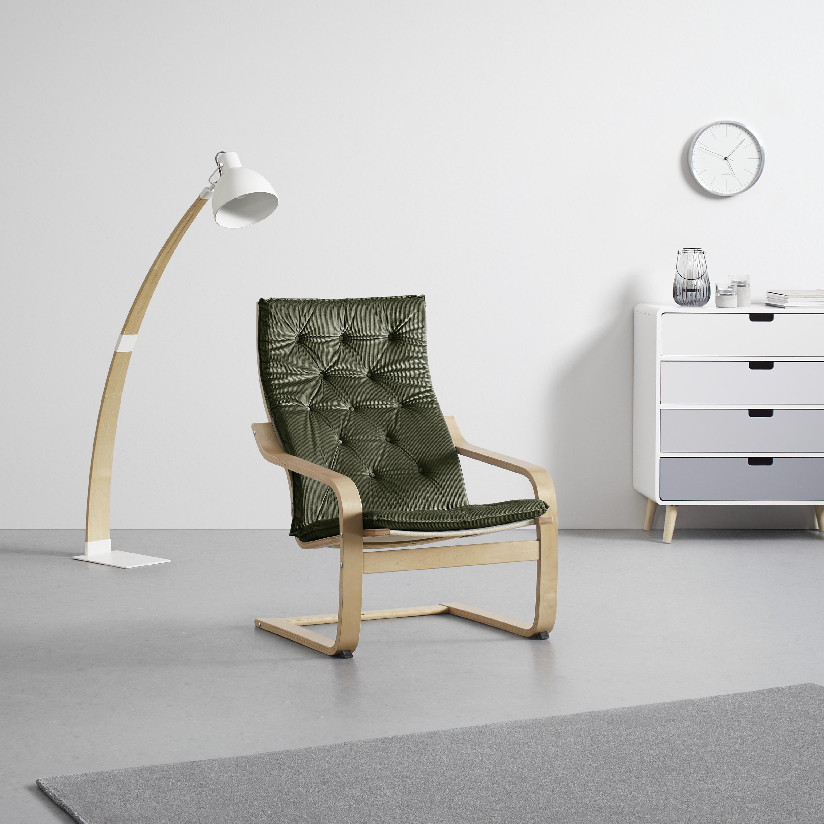 Sessel, olivgrün, "Jacopo", Samt - Birkefarben/Olivgrün, MODERN, Holz/Textil (67,5/98/83cm) - Bessagi Home