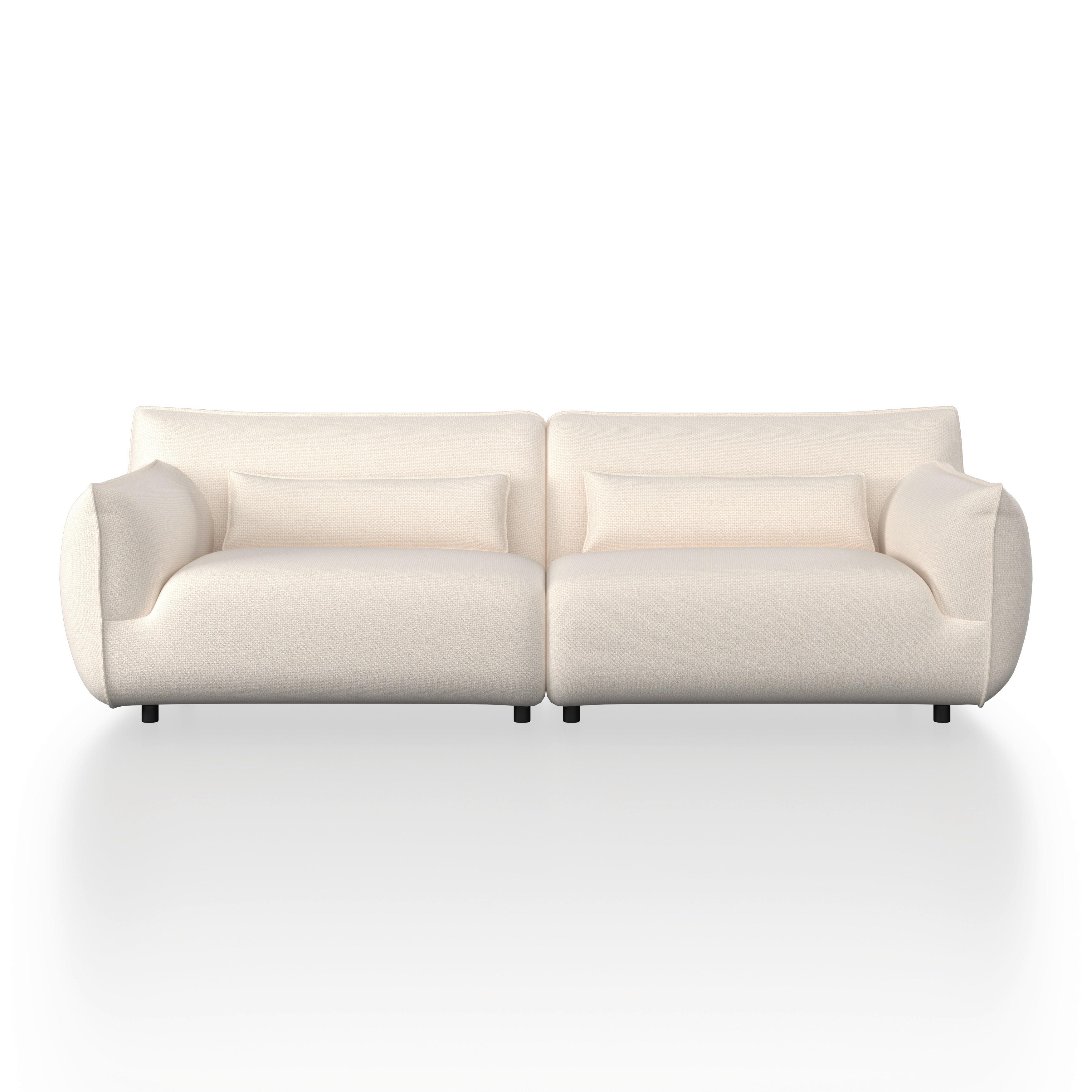 Bigsofa Clara Creme Webstoff - Beige/Schwarz, MODERN, Holz/Textil (284/86/111cm) - Bessagi Home
