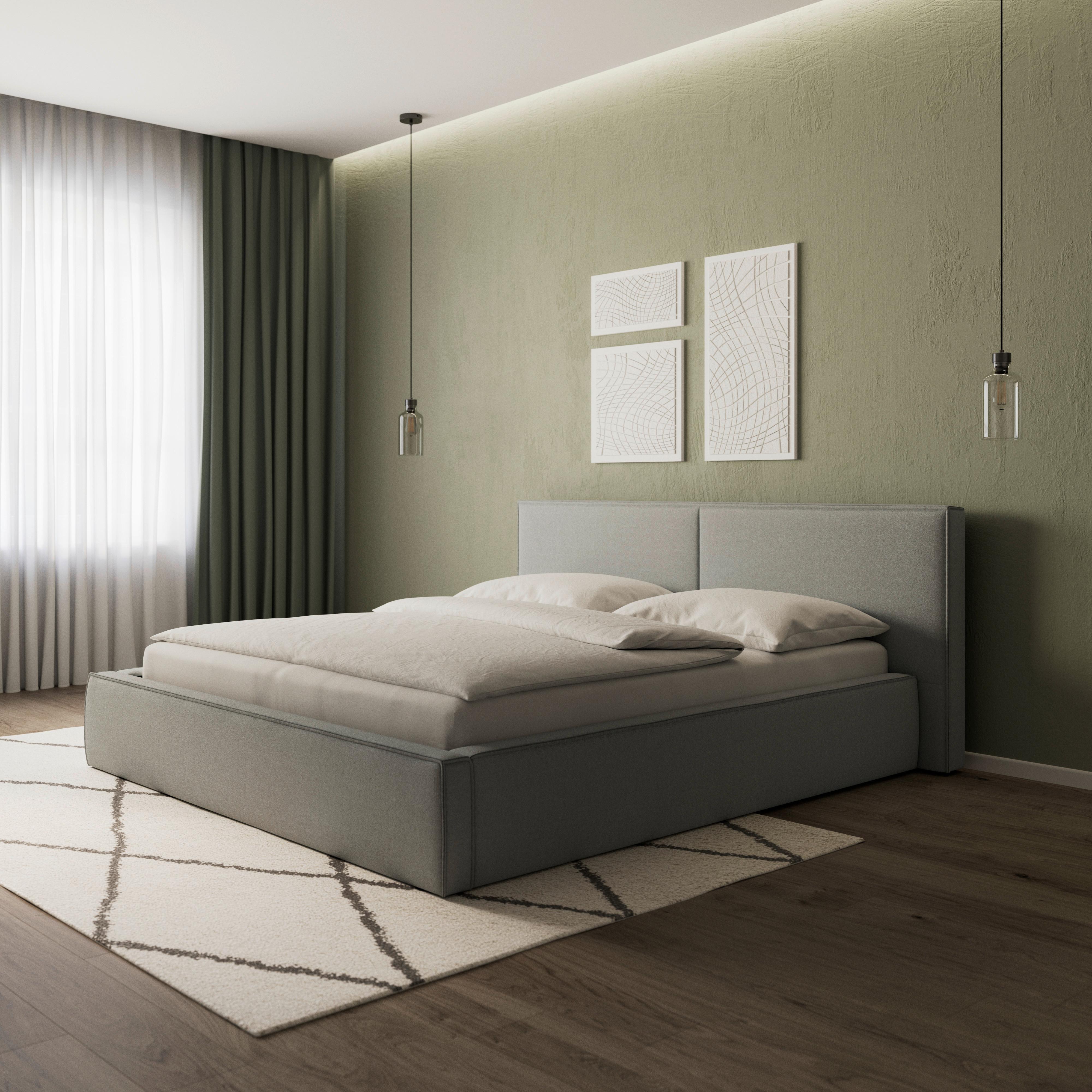 Polsterbett Serena ca. 180x200 cm Grau - Schwarz/Grau, MODERN, Holz/Holzwerkstoff (180/200cm) - Bessagi Home