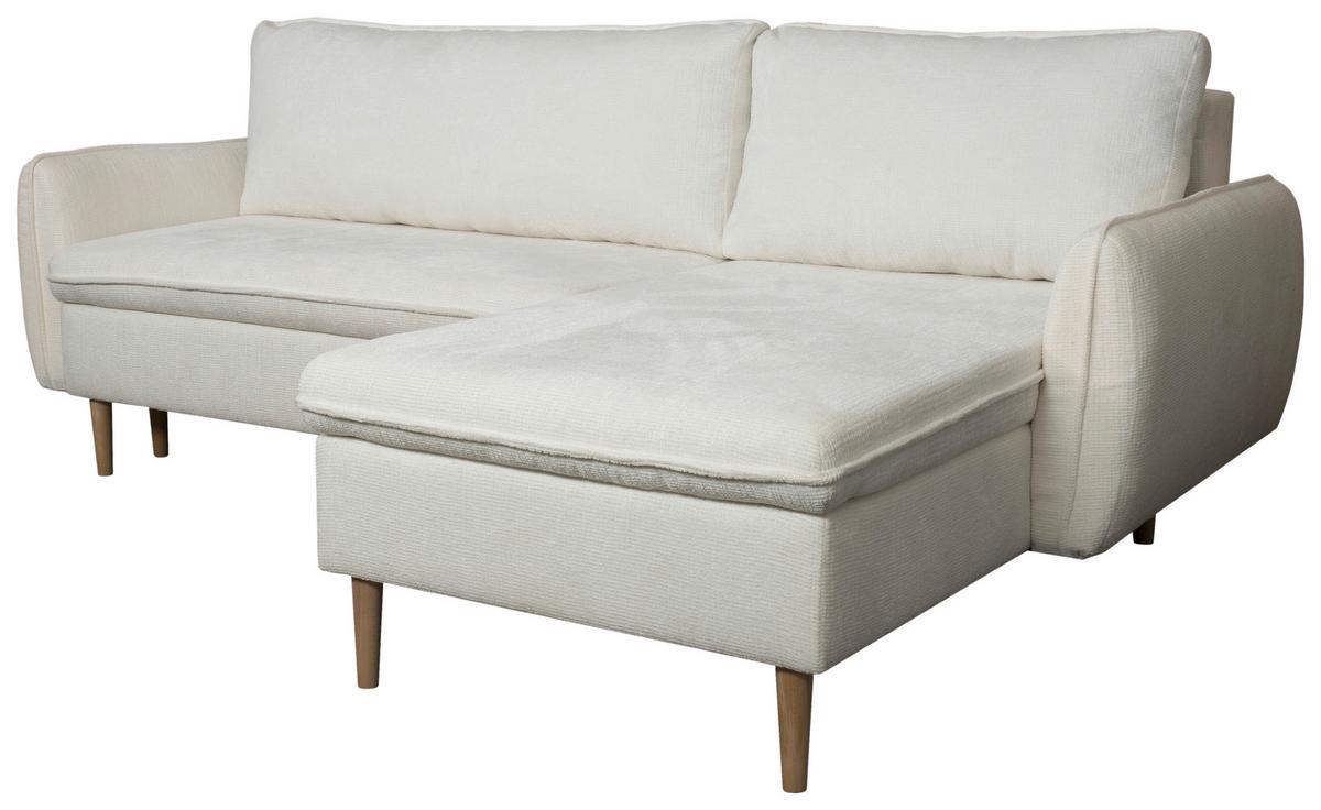 Kutna Garnitura Bell - bijela/prirodne boje, Moderno, tekstil/drvo (244/95/163cm) - Modern Living