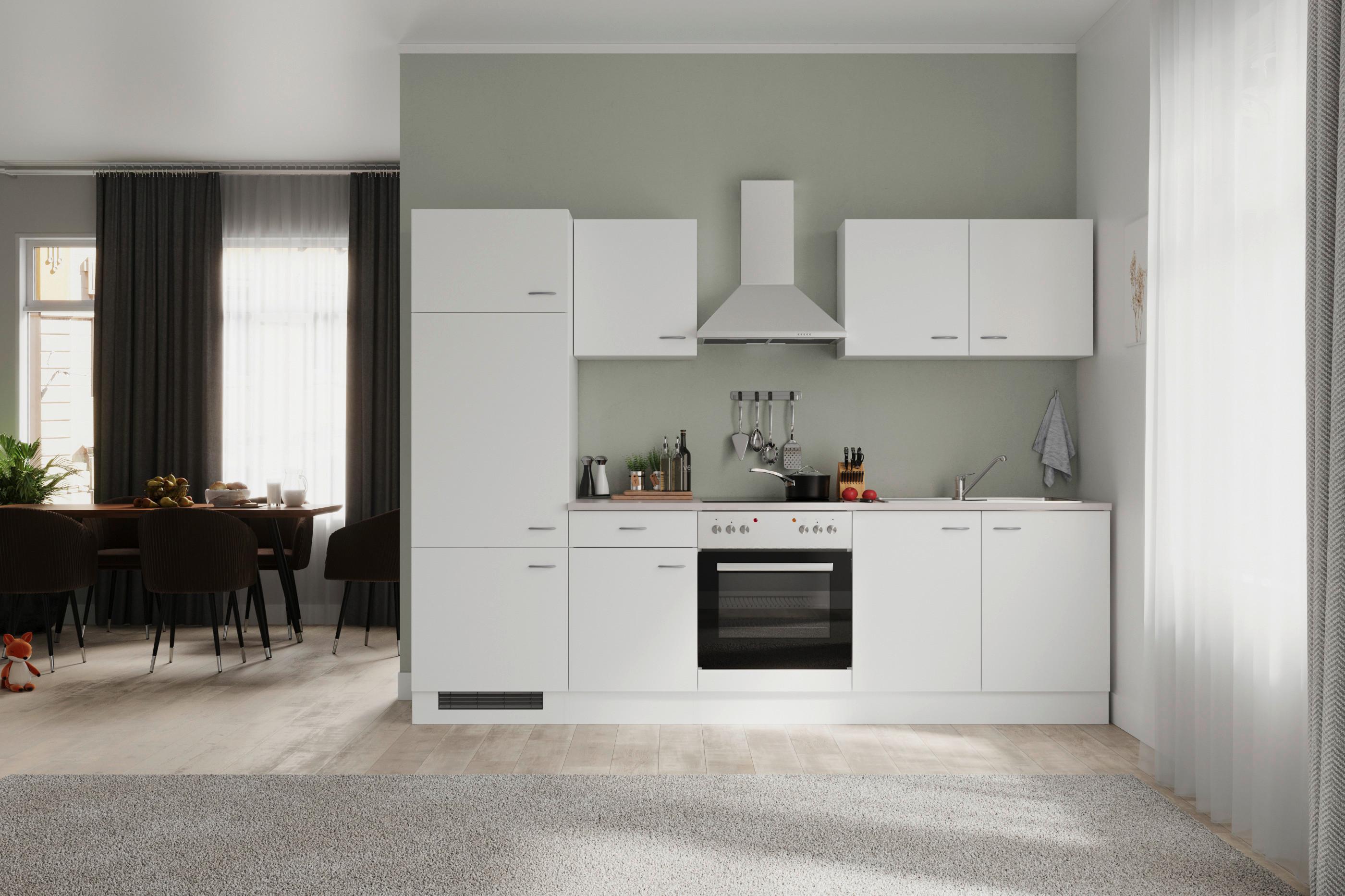 Kuhinjski Blok Vito - barve nerjavečega jekla/bela, Moderno, umetna masa/leseni material (270cm) - FlexWell
