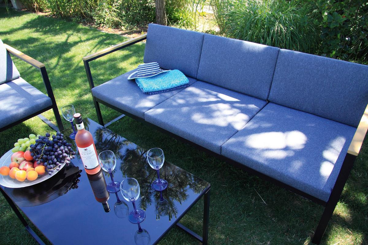 Loungegarnitur Space 5-tlg. Anthrazit - Anthrazit, Basics, Textil/Metall - Acamp