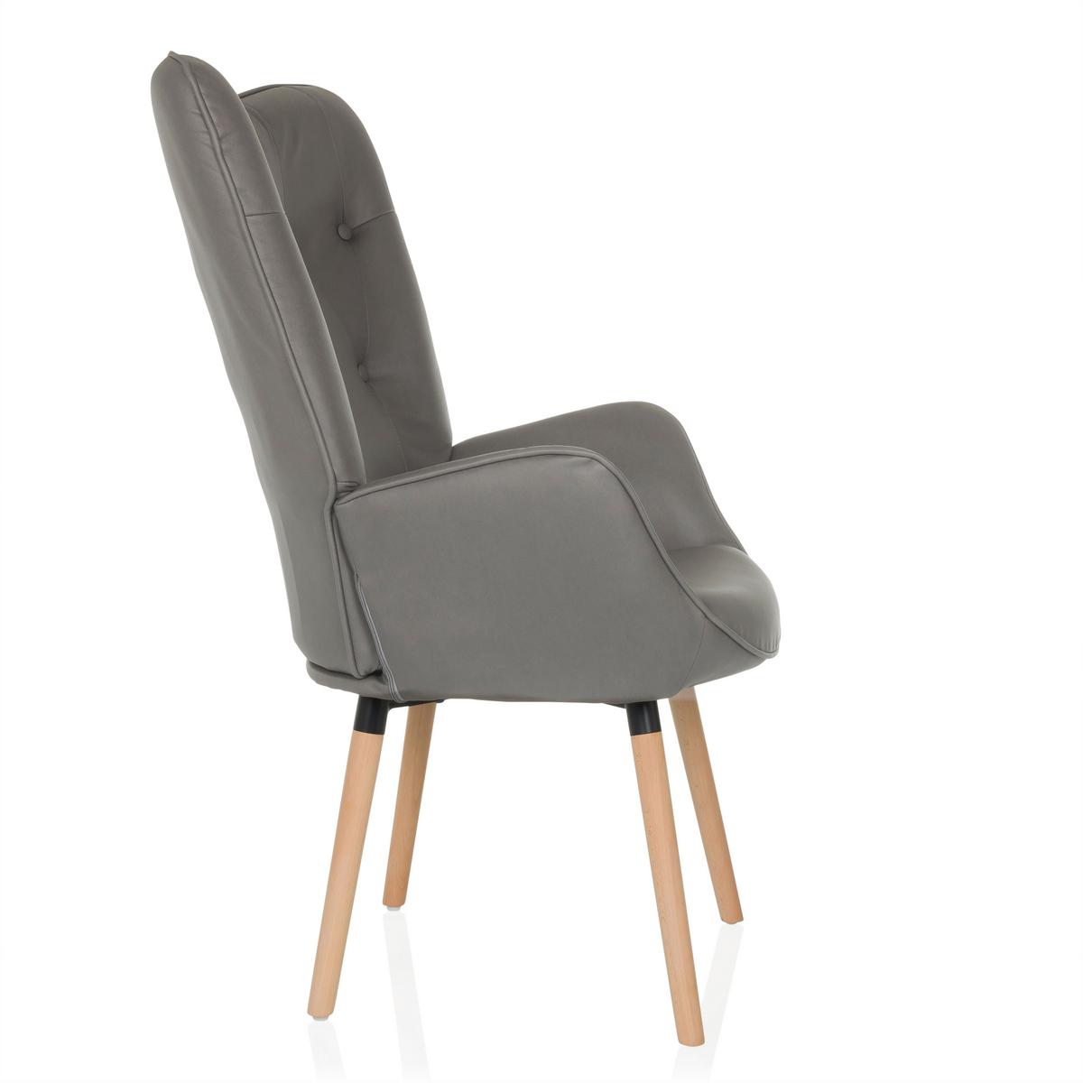 Fotelj Havenio I, Siva - siva/barve bukve, Moderno, tekstil/les (70/106/75cm) - MID.YOU