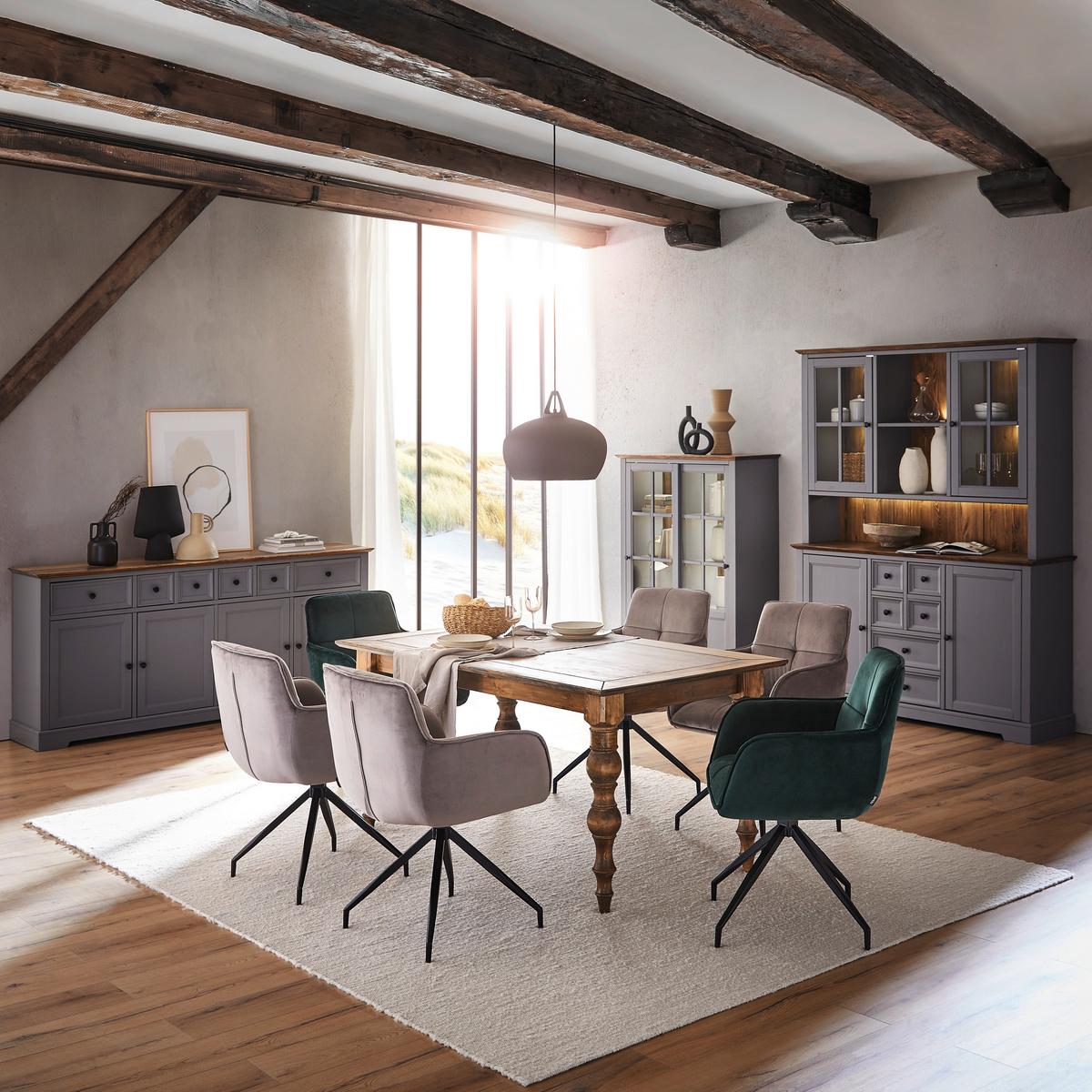 KRZESŁO Z PODŁOKIETNIKAMI GIRON - czarny/szary, Design, metal/tkanina (61,5/88/59cm) - Novel