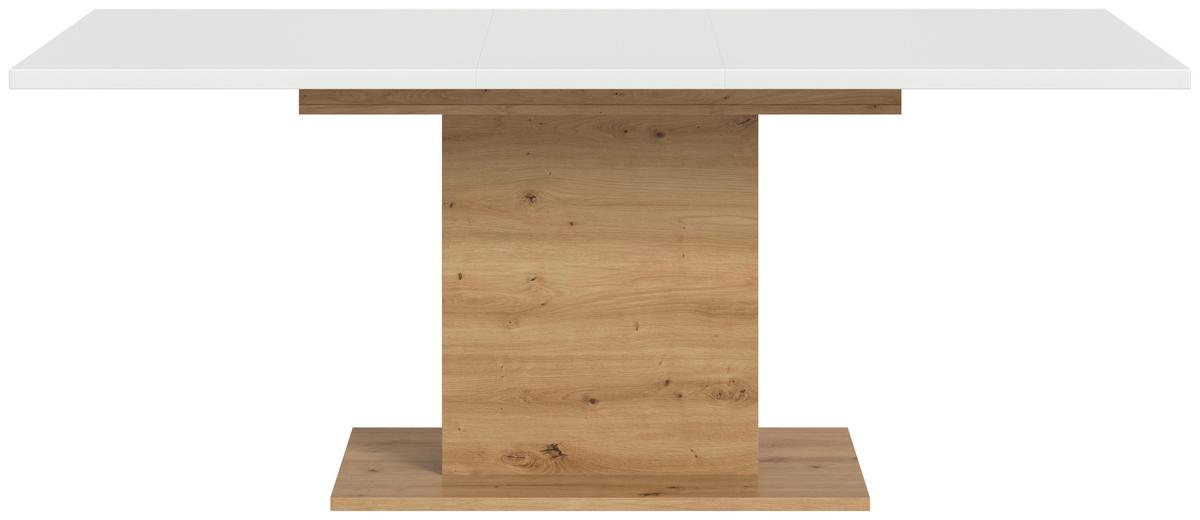 Ausziehtisch Marlon Weiß/Eiche ca. 150-190x90x76 cm - Weiß/Eiche Artisan, KONVENTIONELL, Holzwerkstoff (150-190/76/90cm) - MID.YOU