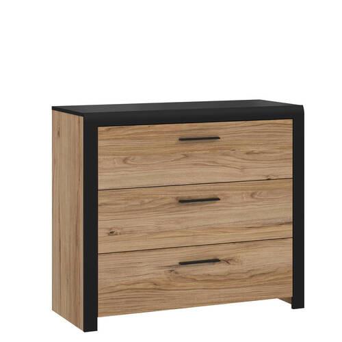 Komód 3 Fiókkal Dalate - fekete/tölgyfa, Modern, műanyag/faalapú anyag (101,1/88/41cm)