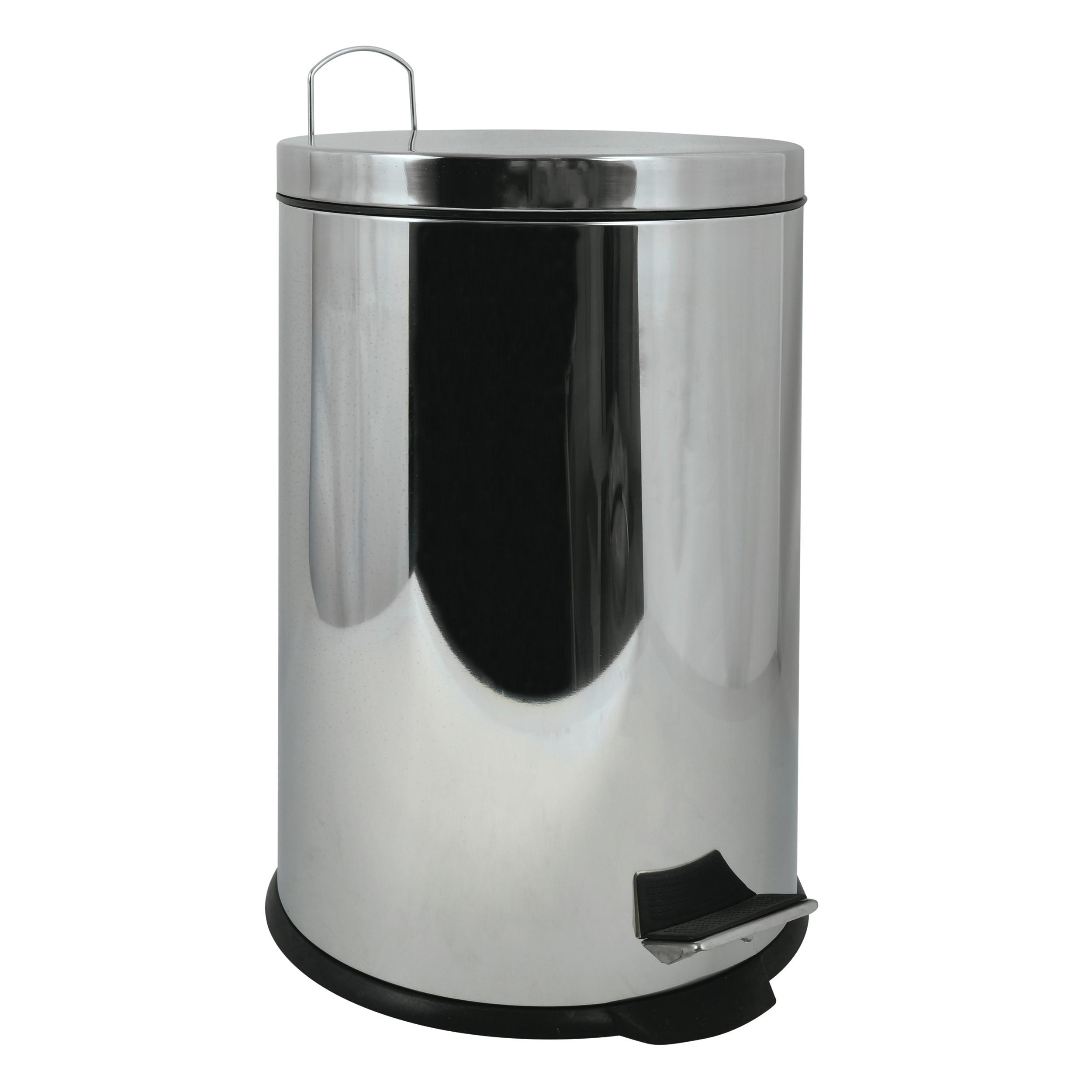 KOSZ NA ŚMIECI Z PEDAŁEM ABFALLEIMER EDELSTAHL  20 L - kolor stalowy/czarny, Basics, tworzywo sztuczne/metal (36/45/36cm) - Spirella