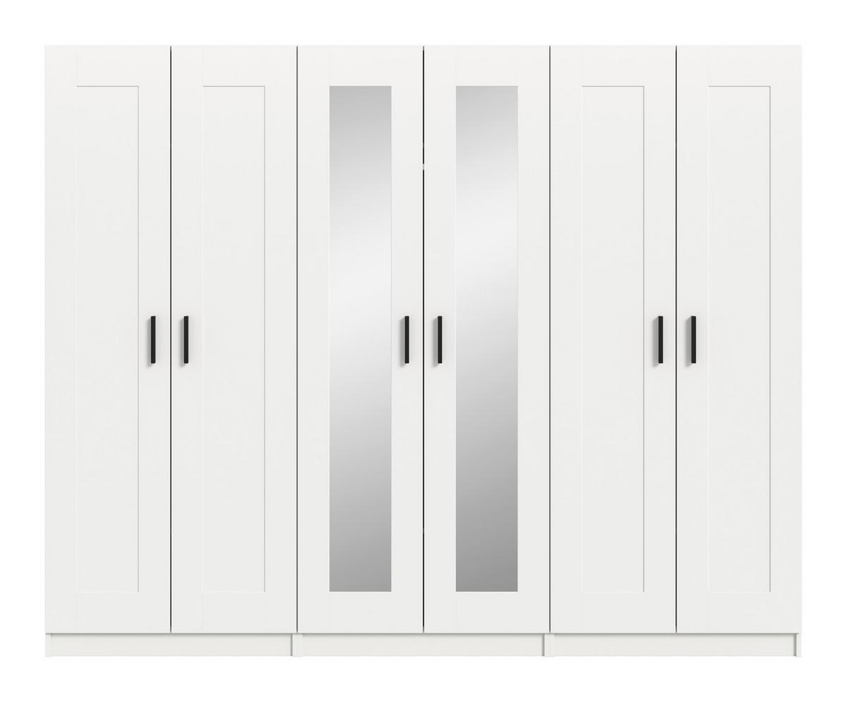 Drehtürenschrank Visby Weiß - Schwarz/Weiß, ROMANTIK / LANDHAUS, Holzwerkstoff/Kunststoff (240/194/56cm) - Livetastic