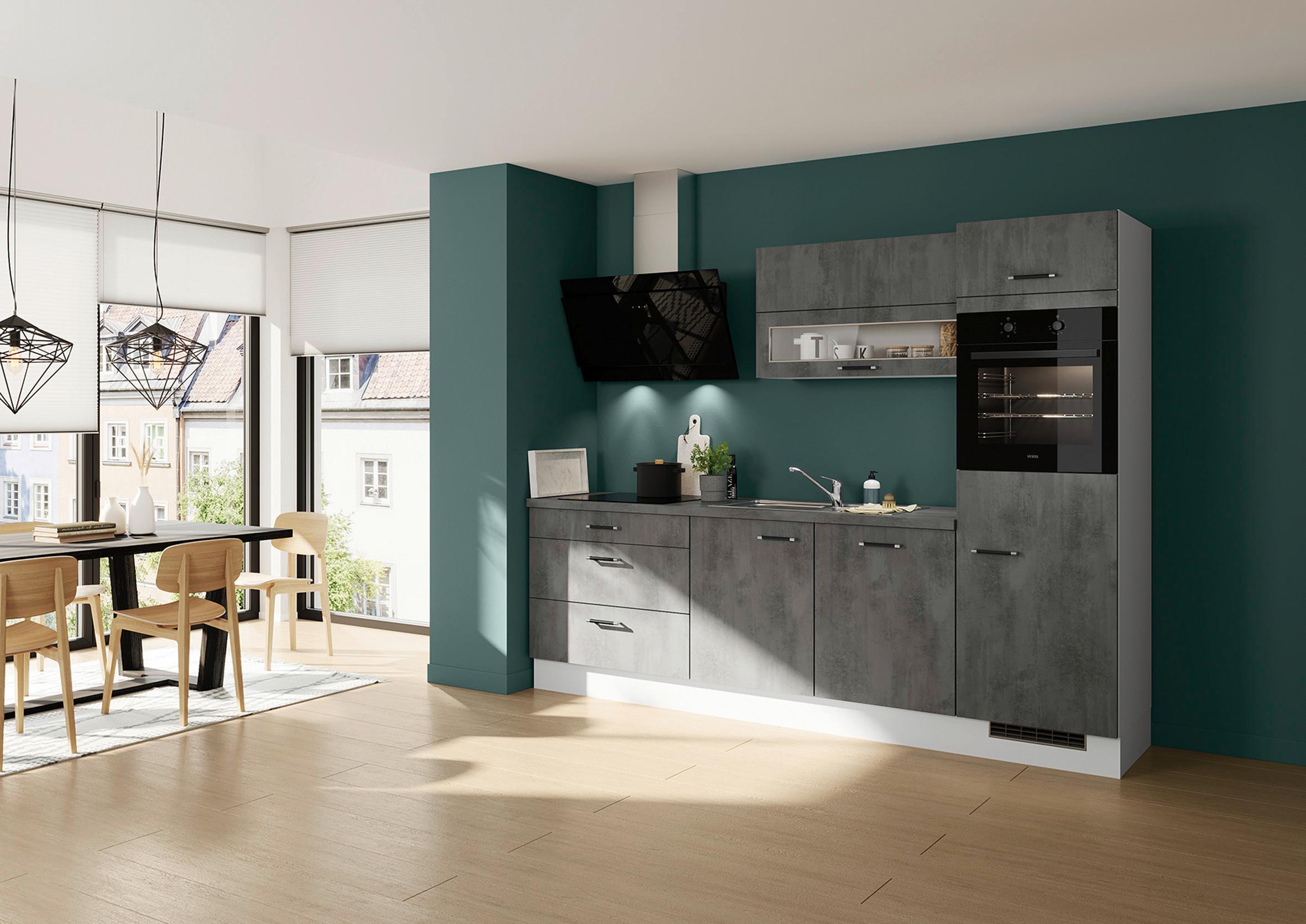 Küchenblock IBZ ohne Geräte ca. 270 cm Grau - Edelstahlfarben/Hellgrau, Design, Holzwerkstoff (270cm) - Impuls