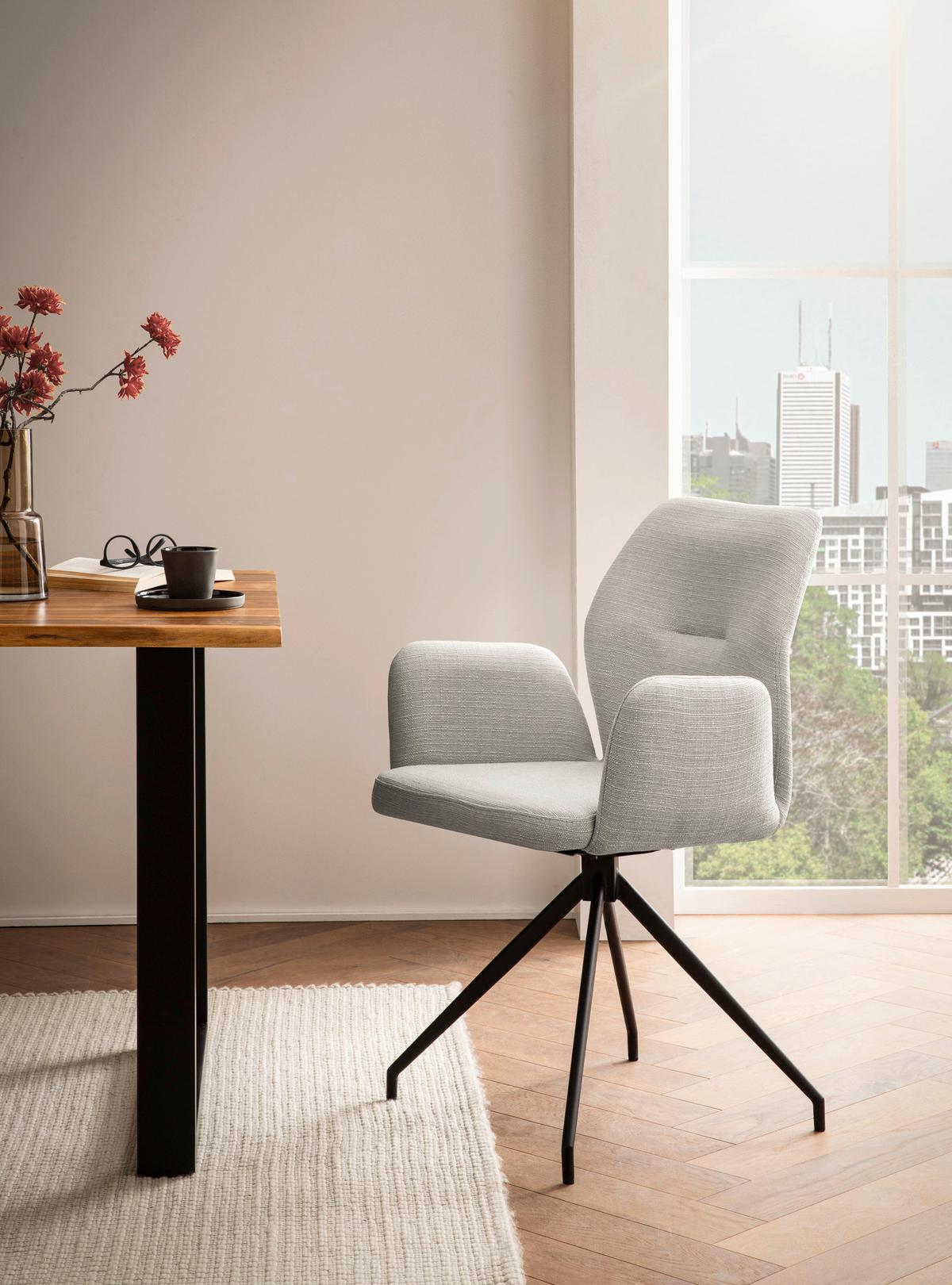 Naslanjač Hilda, Svetlo Siva, Vrtljiv - črna/svetlo siva, Moderno, kovina/tekstil (59/88/58cm) - Livetastic