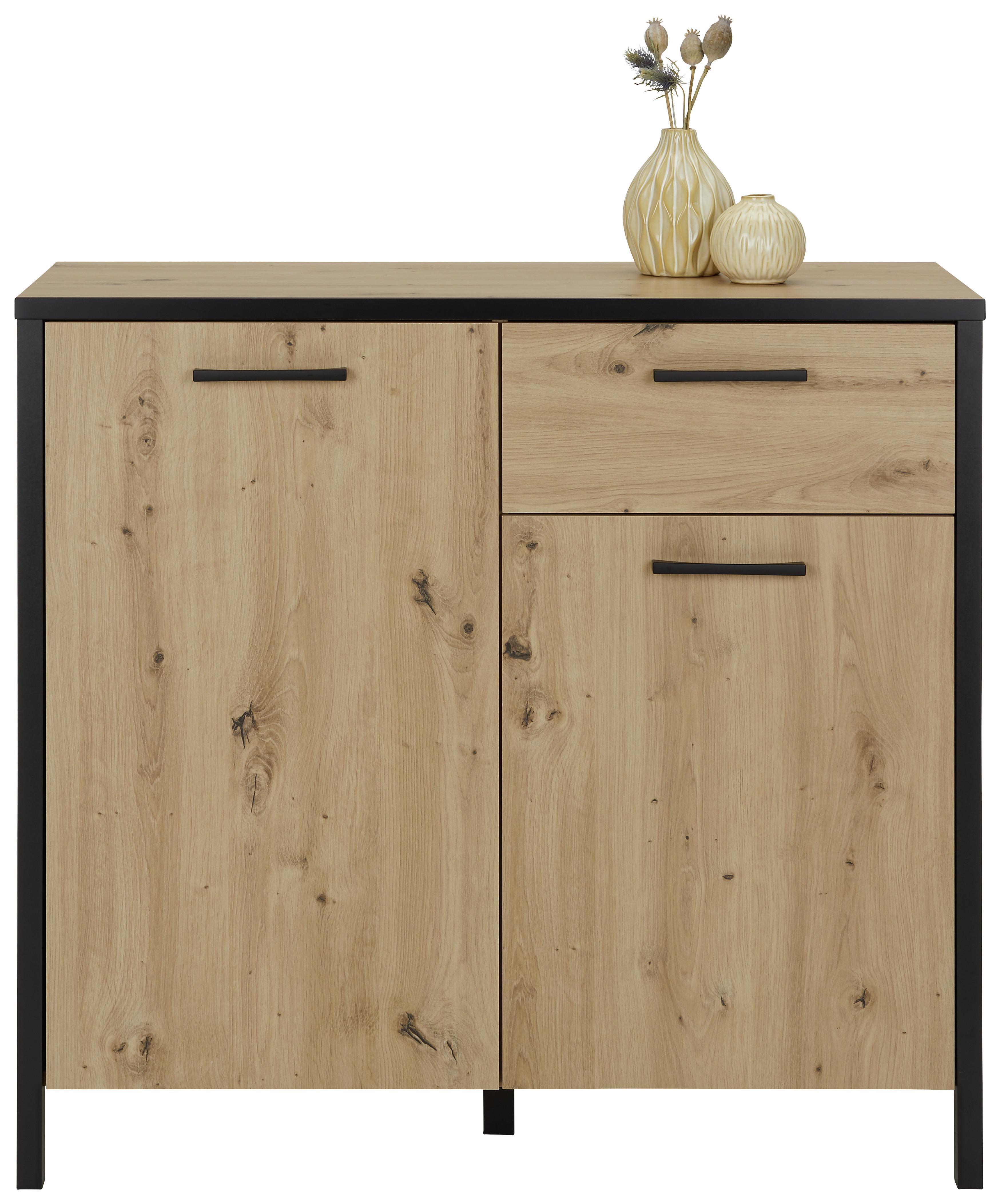 Kommode in Eichefarben/Schwarz - Eichefarben/Schwarz, LIFESTYLE, Holzwerkstoff/Kunststoff (95/88/40cm) - Mömax
