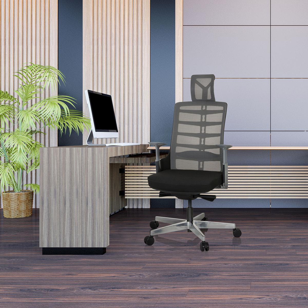 Drehstuhl Skarif Grau/Schwarz - Schwarz/Alufarben, MODERN, Kunststoff/Textil (64/128/62cm) - MID.YOU