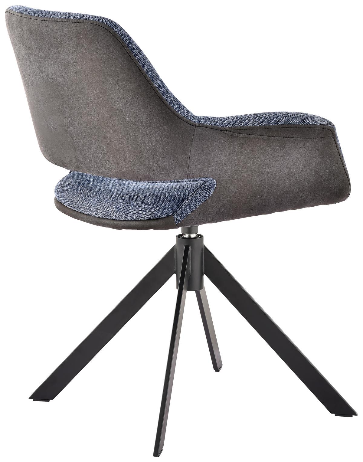 KRZESŁO Z PODŁOKIETNIKAMI VENLO - niebieski/ciemnoszary, Design, metal/tkanina (66/83,5/62,5cm) - Novel