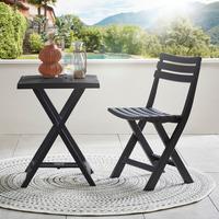 STÓŁ OGRODOWY SKŁADANY ARNO - antracytowy, Basics, tworzywo sztuczne (50/47/65cm) - Ambia Garden