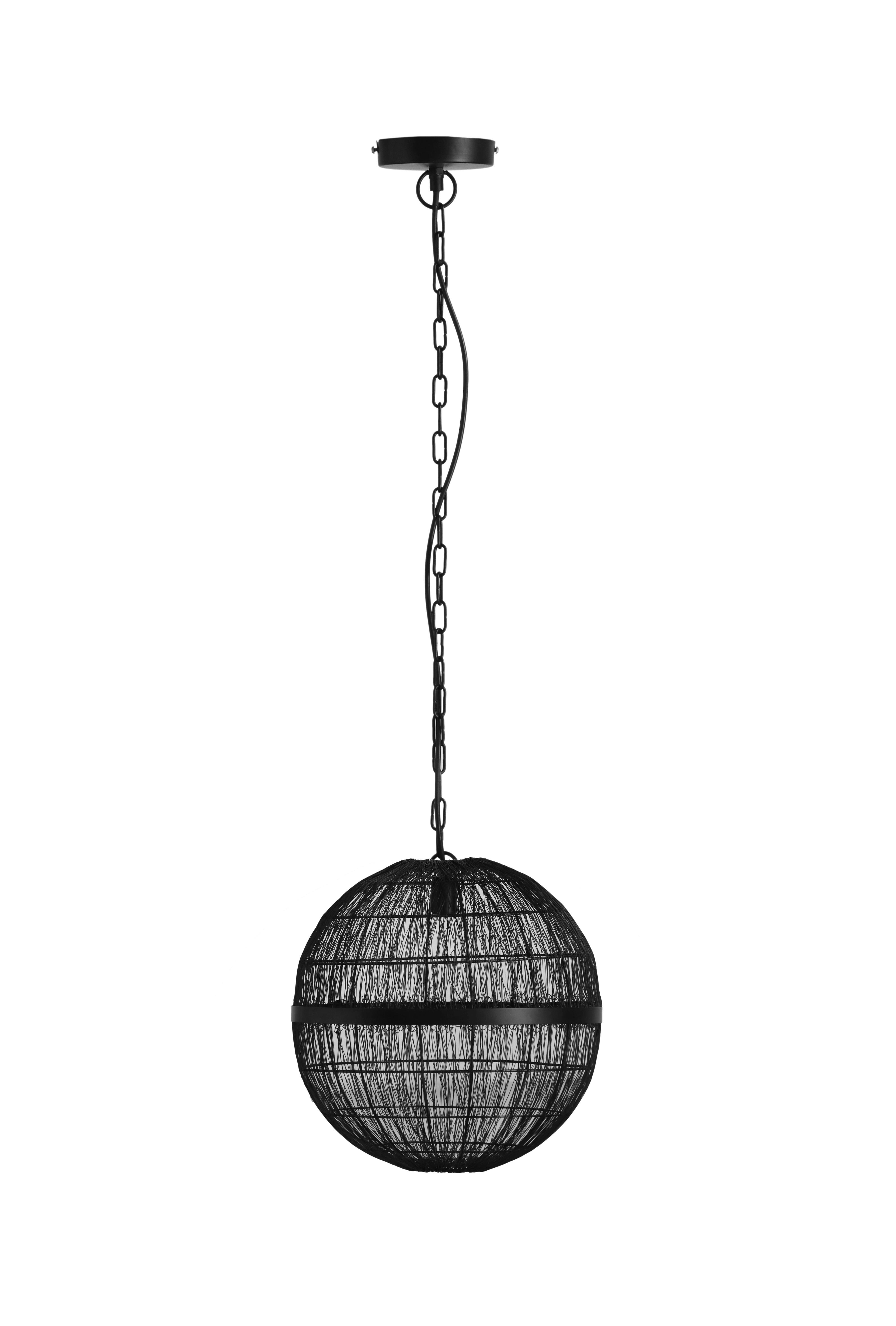 Hängeleuchte Hermi II max. 40 Watt - Schwarz, Basics, Metall (30/120cm) - Globo