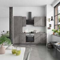 Küchenblock Riva High m. Geräten Schieferfarben - Schieferfarben/Edelstahlfarben, MODERN, Holzwerkstoff/Metall (240cm) - Nobilia