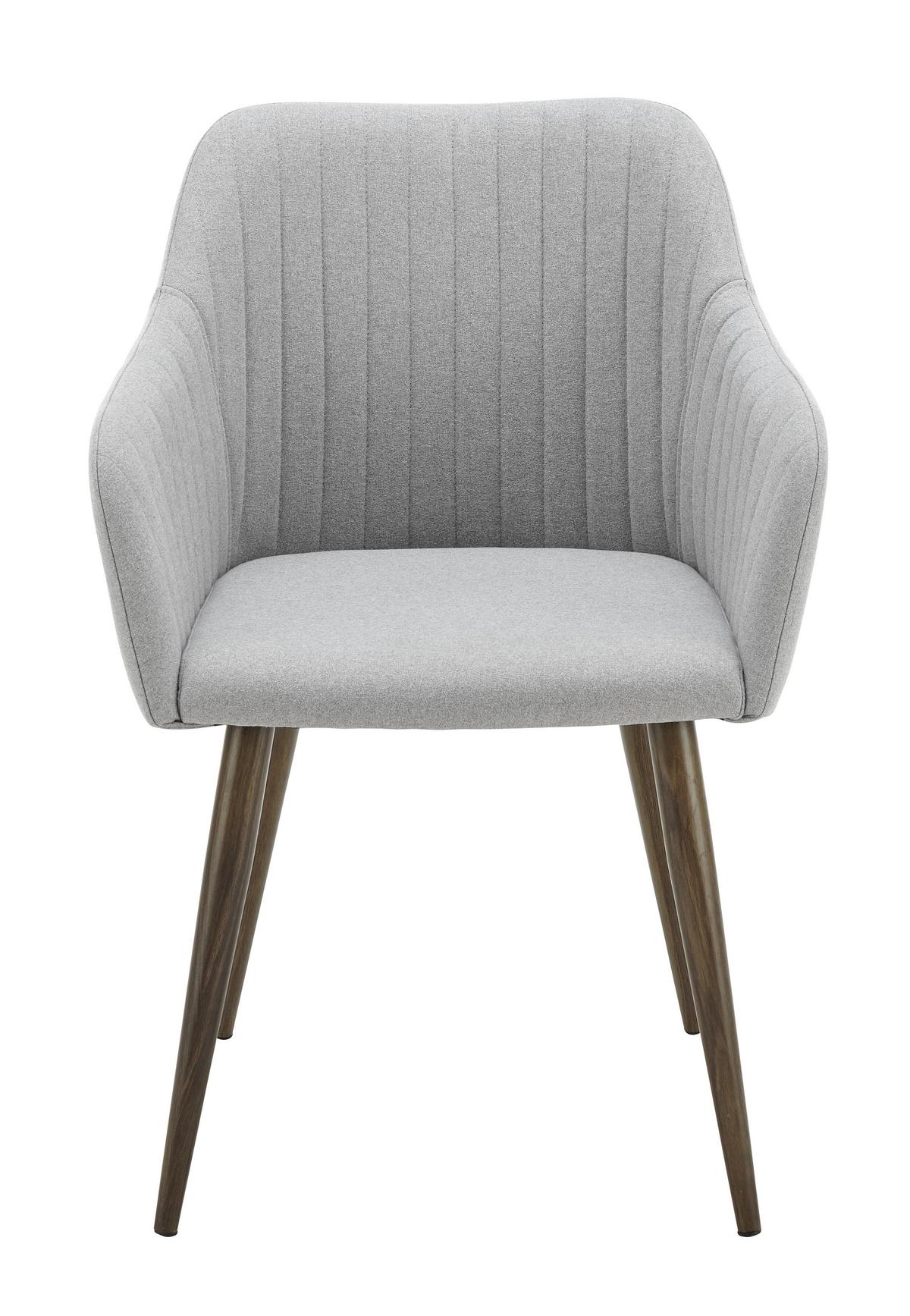 KRZESŁO Z PODŁOKIETNIKAMI NICOLA - jasnoszary/ciemnobrązowy, Modern, metal/drewno (58/82,5/62cm) - Bessagi Home