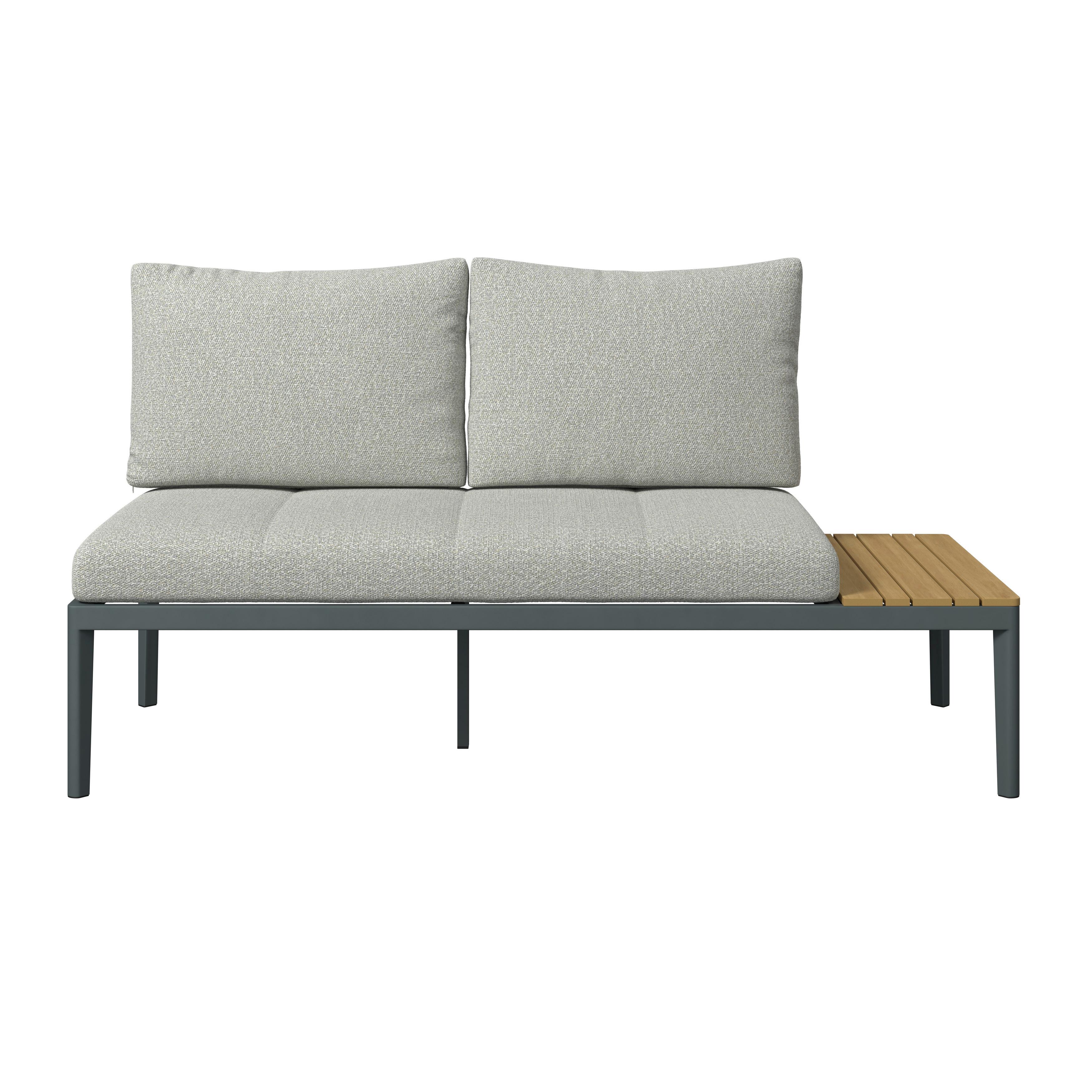 LOUNGEGRUPP EMILIA - beige/mörkgrå, Modern, metall/glas (168/75/73,5cm) - Mömax