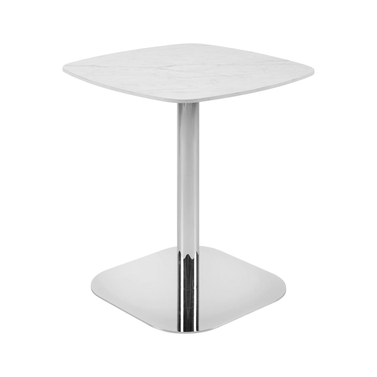 Bistrotisch Theo Weiß/Chromfarben - Chromfarben/Weiß, MODERN, Stein/Metall (70/70/75cm) - Premium Living