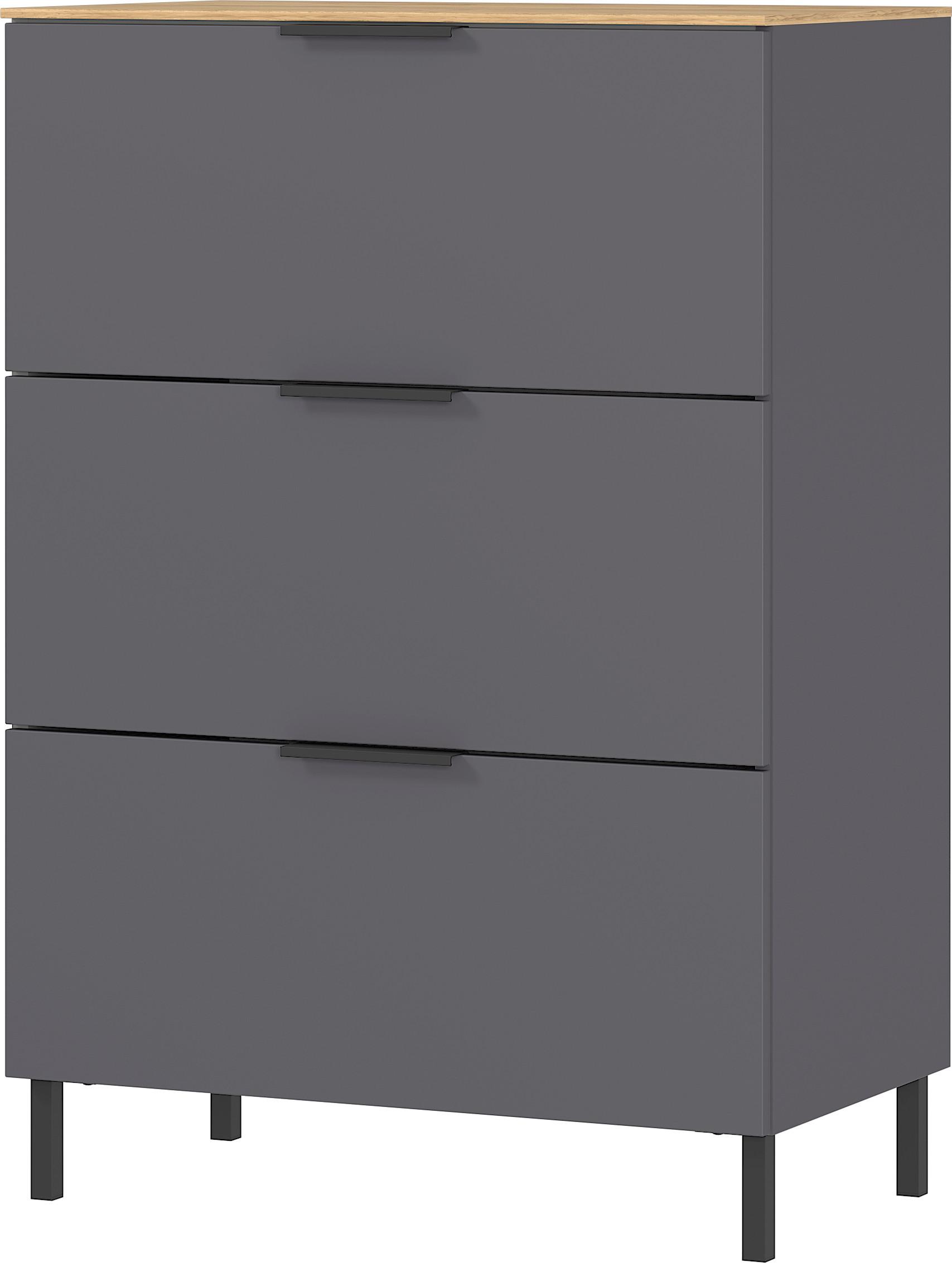 Kommode California in Eichenfarben/Graphit - Eichefarben/Graphitfarben, MODERN, Holzwerkstoff/Metall (68/98/40cm) - Premium Living