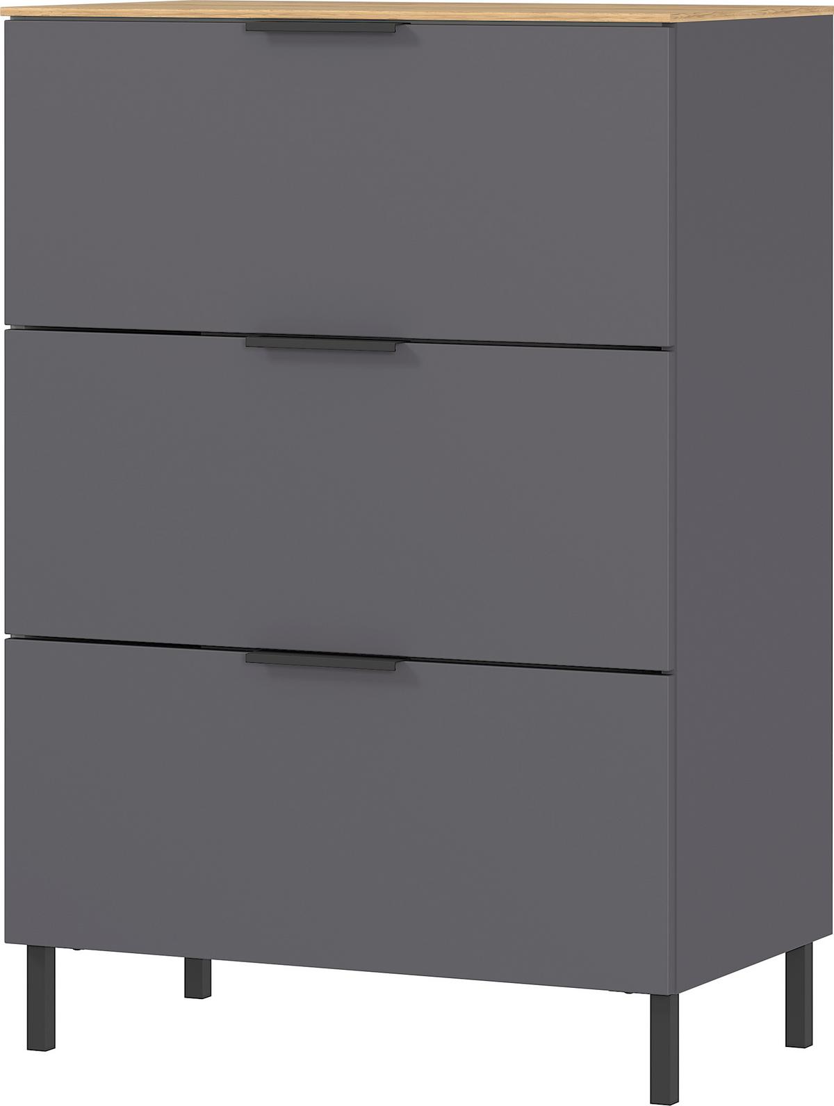 Kommode California in Eichenfarben/Graphit - Eichefarben/Graphitfarben, MODERN, Holzwerkstoff/Metall (68/98/40cm) - Premium Living