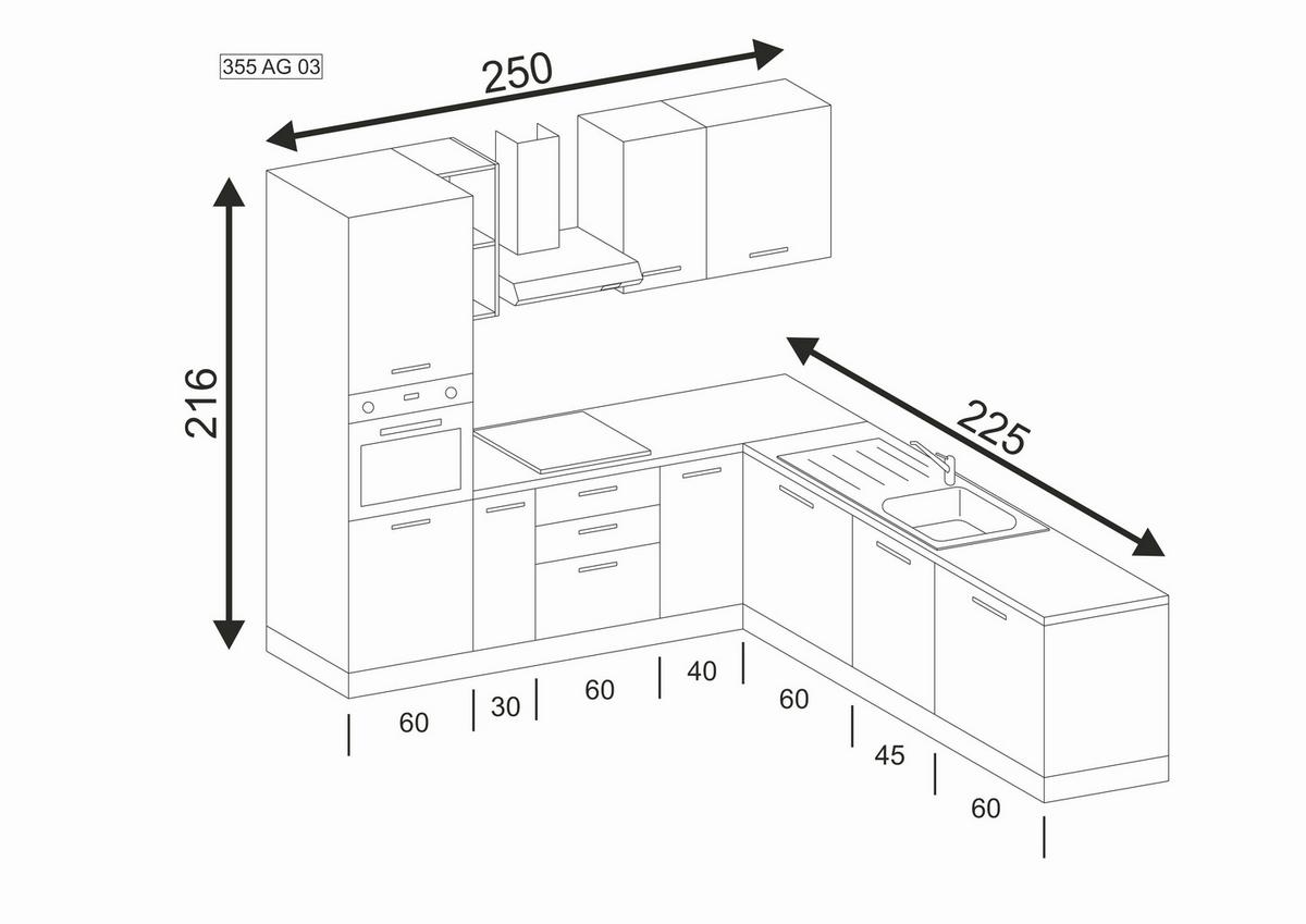Eckküche Dafne m. Geräten ca.250x225cm Weiß - Eichefarben/Magnolie, LIFESTYLE, Holzwerkstoff/Kunststoff (250/225cm) - MID.YOU
