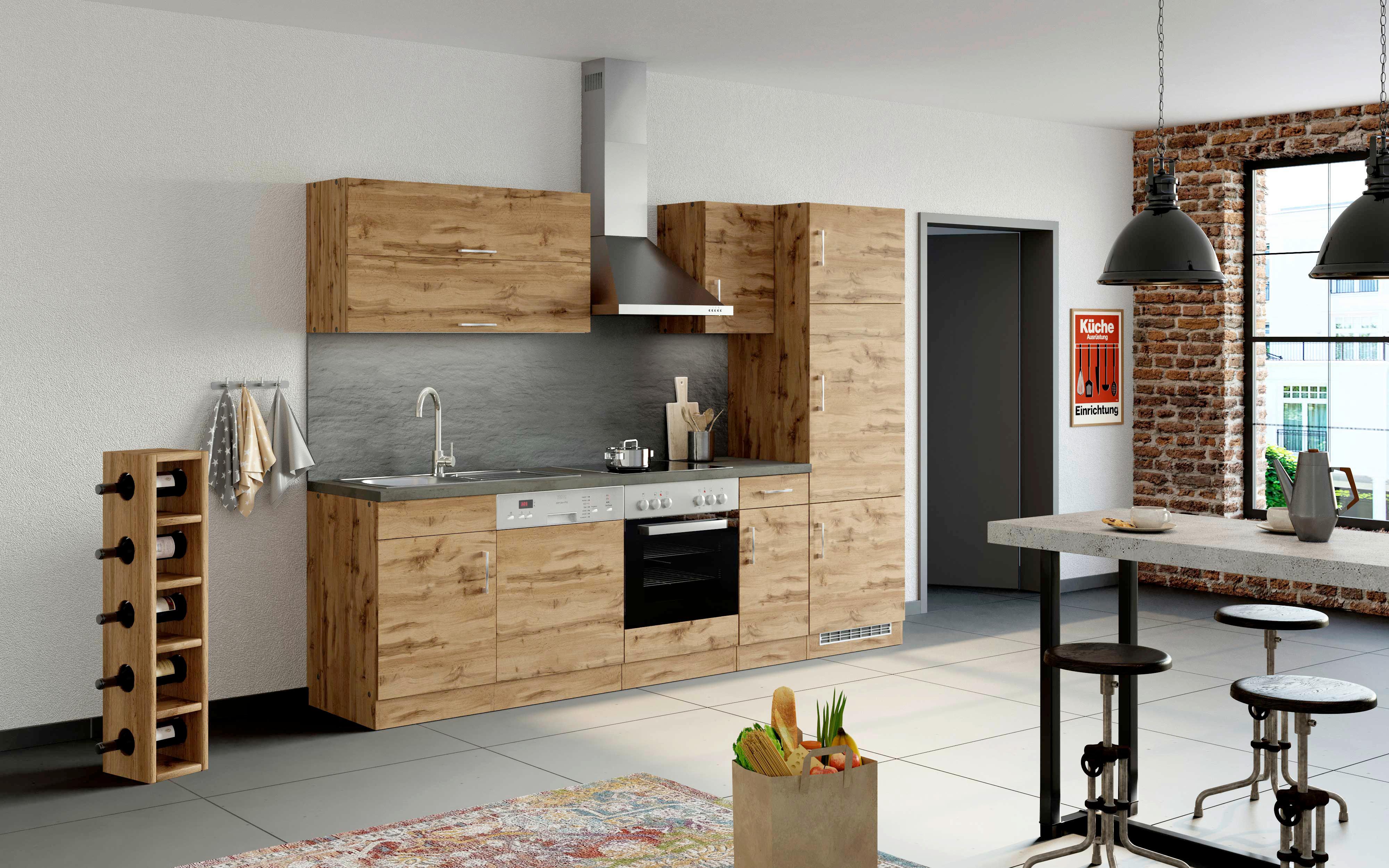 Küchenleerblock Sorrento ohne Geräte ca. 270 cm Eichefarben - Eichefarben/Anthrazit, MODERN, Holzwerkstoff (270/200/60cm) - Held