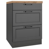 Küchenunterschrank Meran 60x86x60 cm Grau/Eiche - Eiche Wotan/Schwarz, LIFESTYLE, Holzwerkstoff/Metall (60/86/60cm) - Held