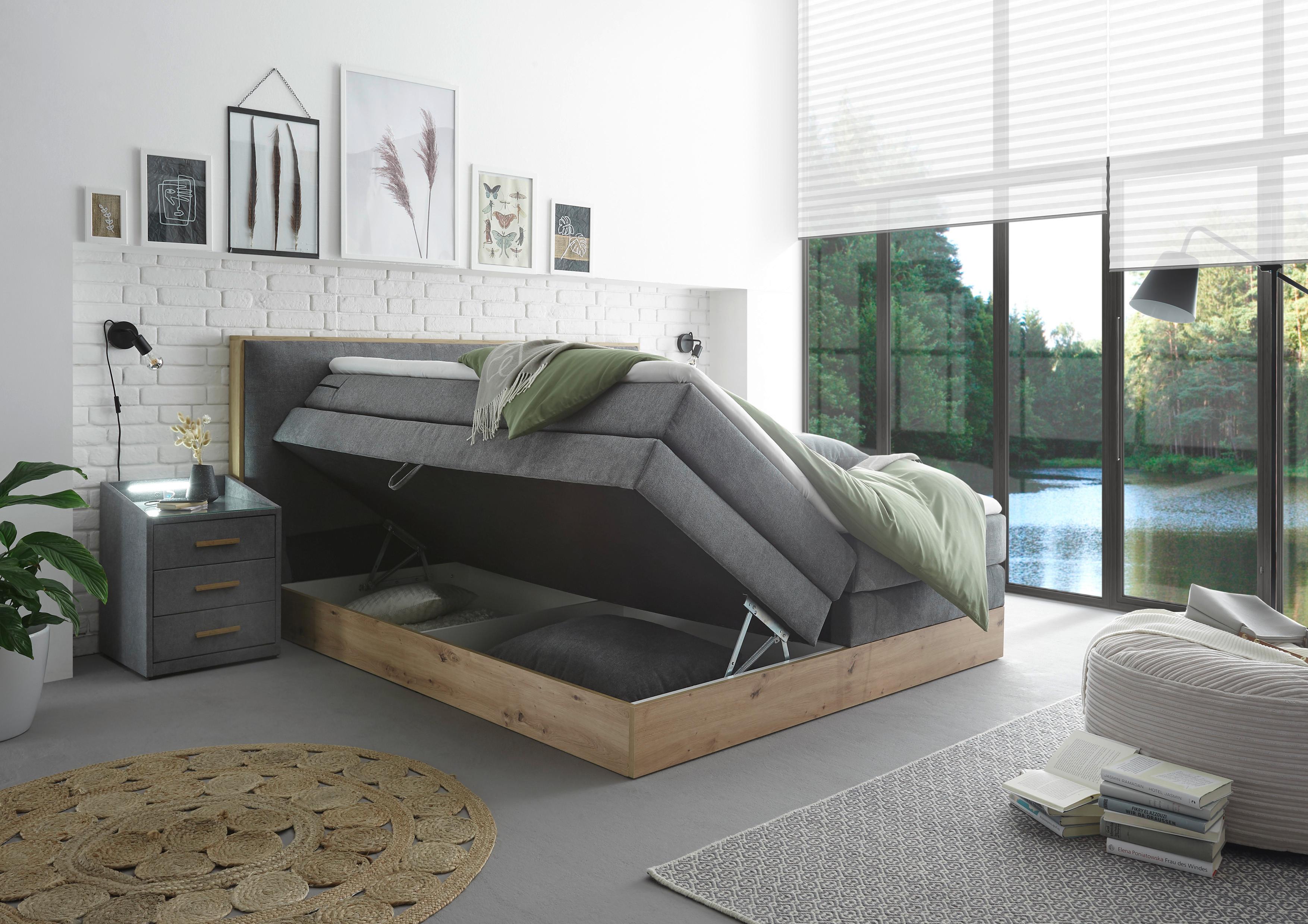 Boxspringbett Preston ca. 180x200 Hellgrau - Hellgrau, MODERN, Holz/Holzwerkstoff (180/200cm) - Livetastic