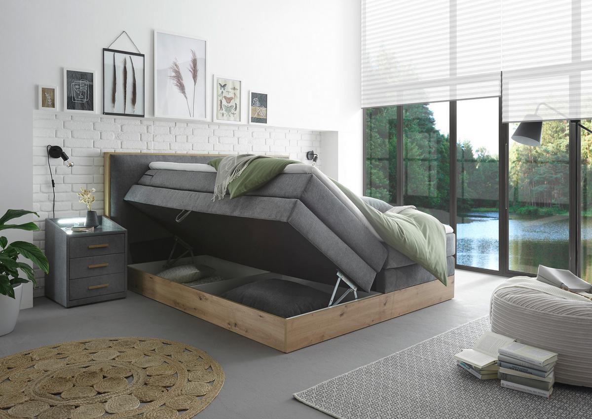 Boxspringbett Preston ca. 180x200 Hellgrau - Hellgrau, MODERN, Holz/Holzwerkstoff (180/200cm) - Livetastic