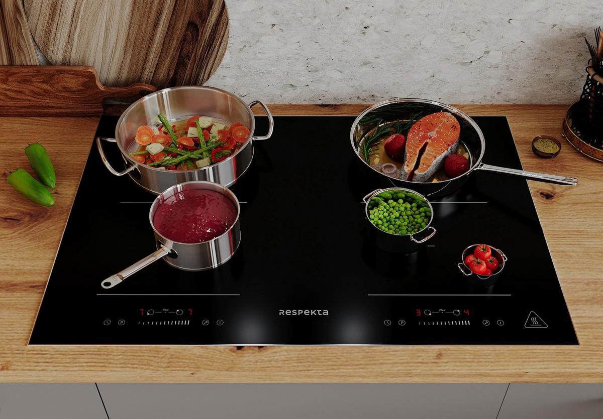 Induktionskochfeld Fynn ca. 77/6 cm Schwarz - Schwarz, Trend, Glas/Metall (77/6cm) - Respekta