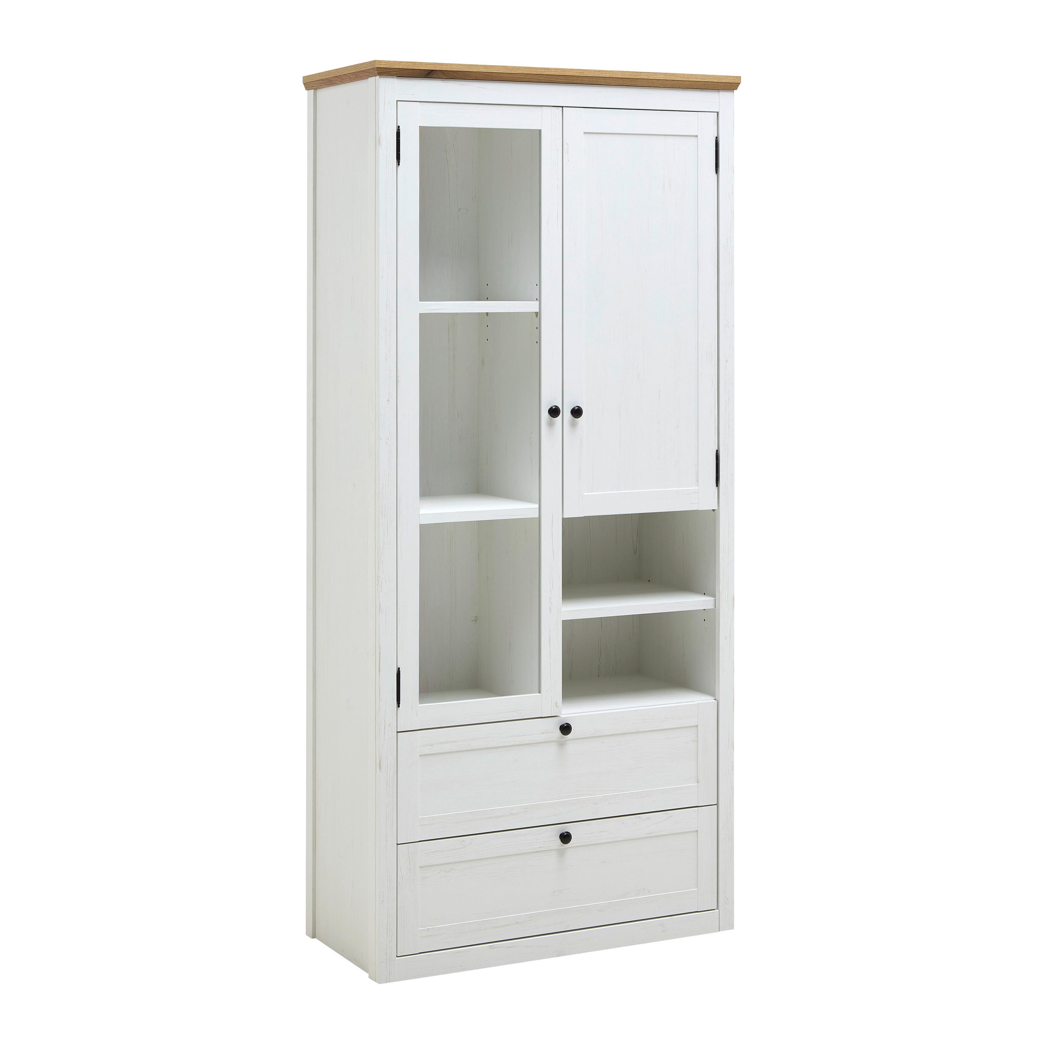 VITRINSKÅP KORSIKA -EXKLUSIV- - vit/svart, Romantik / Lanthus, metall/trämaterial (90/195/43cm) - Mömax