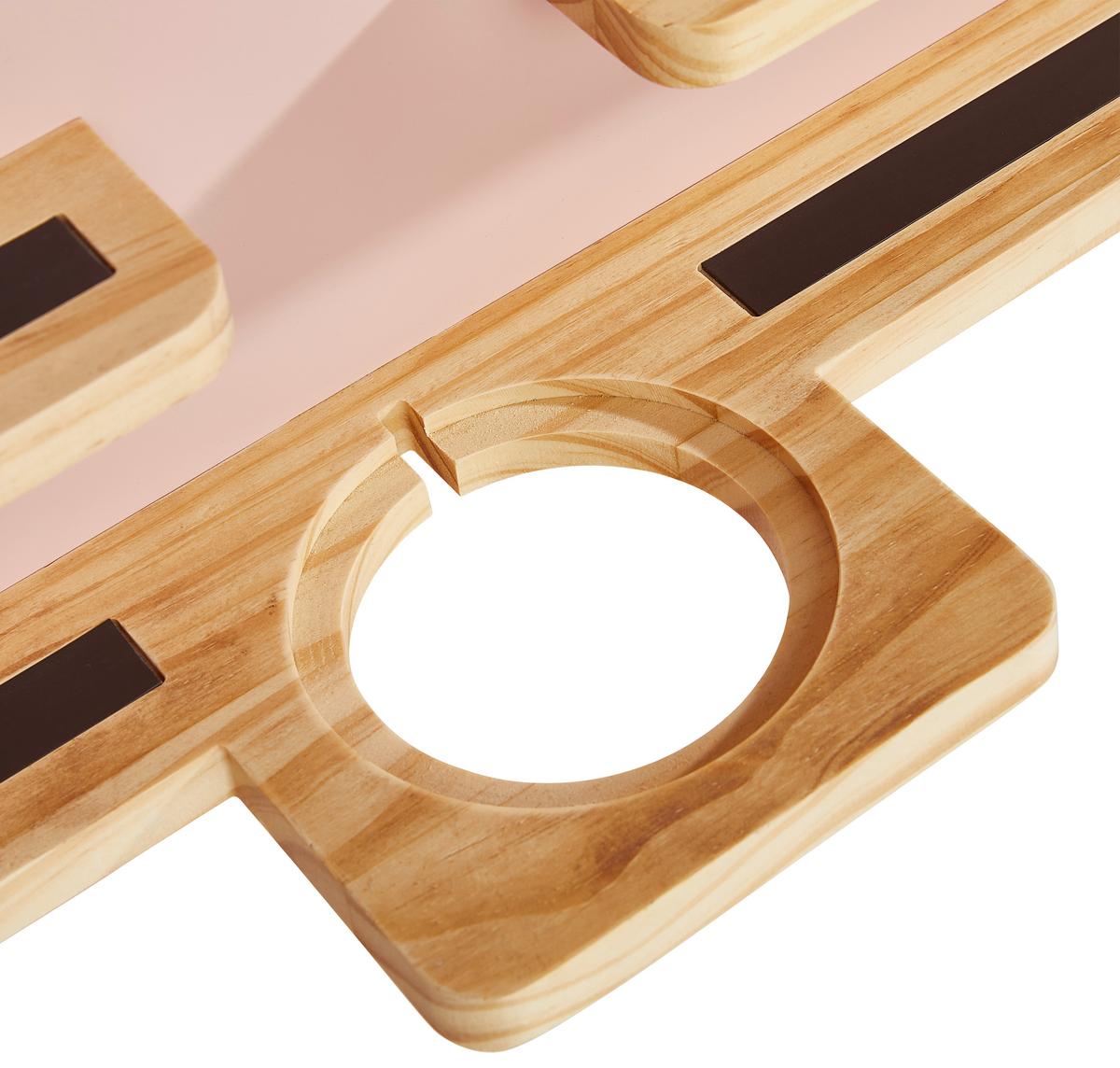 REGAŁ ŚCIENNY K009 - TREND - - jaskrawy róż/kolor naturalny, Trend, drewno (58/59/15cm) - Ben'n'jen