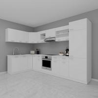 Kotna Kuhinja Esilo, Bela - bela/barve aluminija, Konvencionalno, kovina/leseni material (178/328cm) - MID.YOU