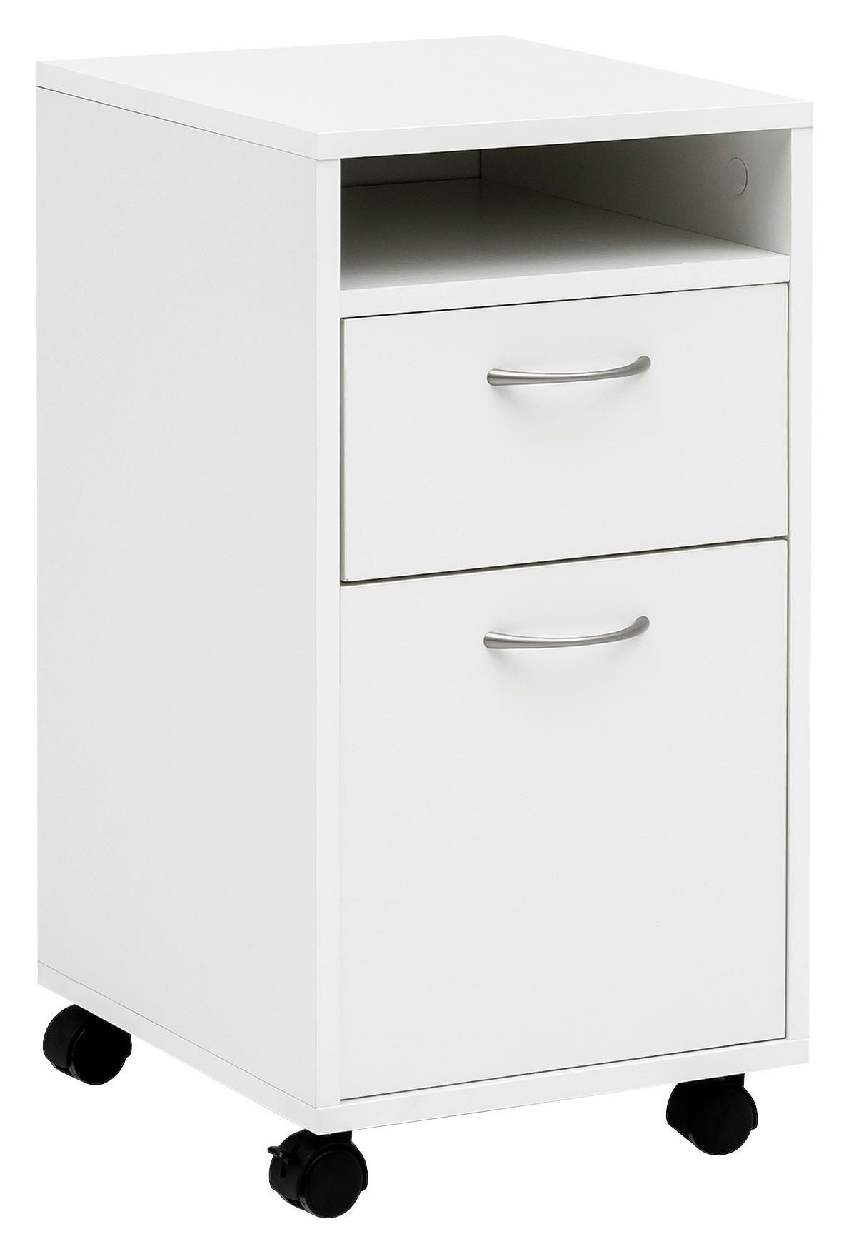 Görgős Konténer Mid.you - ezüstszínű/fehér, Konventionell, műanyag/faalapú anyag (33/63/38cm) - MID.YOU