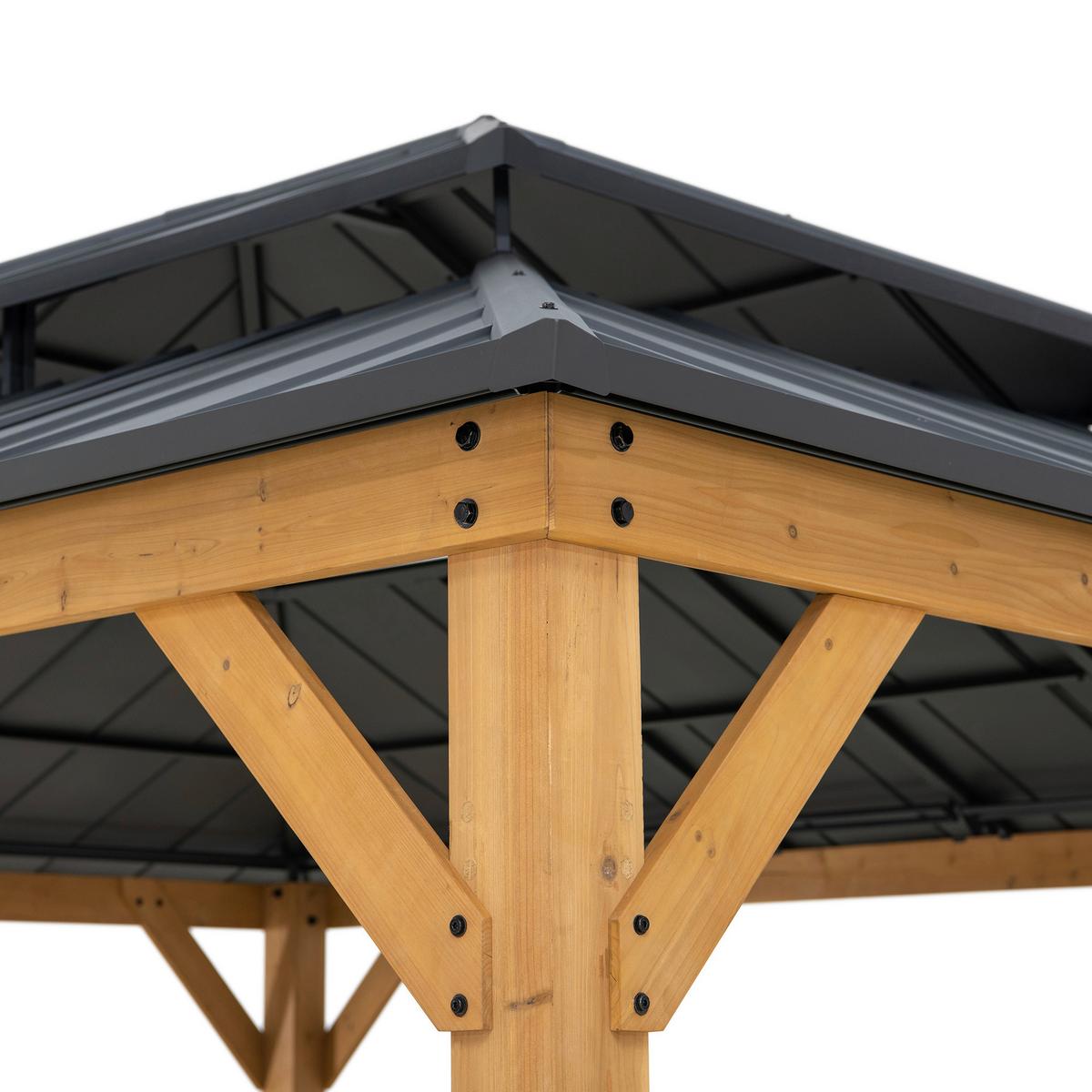 Pavillon Gazebo Anthrazit Echtholz - Anthrazit, Basics, Metall (390/320/450cm) - Modante