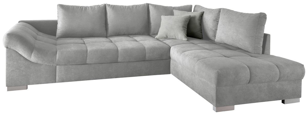 Wohnlandschaft Alvito Hellgrau Nylon/Mikrofaser - Silberfarben/Hellgrau, Design, Holz/Textil (298/202cm) - MID.YOU