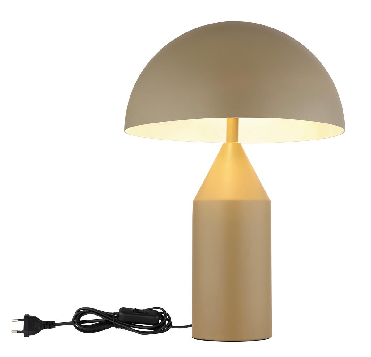 Tischleuchte Atoma Weiß/Sandfarben max. 40 Watt - Sandfarben/Weiss, Design, Metall (28/39cm) - Globo