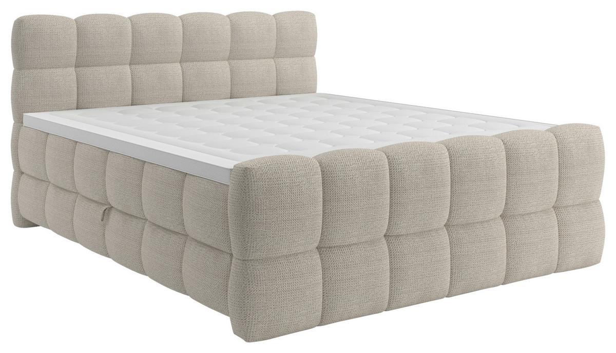 Boxspring Krevet Brisbane - crna/krem, Trend, drvni materijal/drvo (200/200cm) - Premium Living