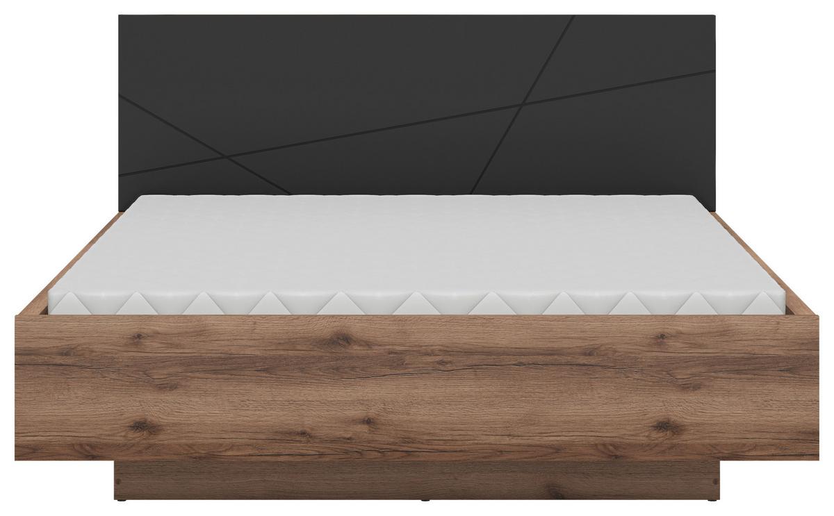 Bett Forn ca. 160x200 cm Schwarz/Eiche - Eichefarben/Schwarz, MODERN, Holzwerkstoff (160/200cm) - MID.YOU